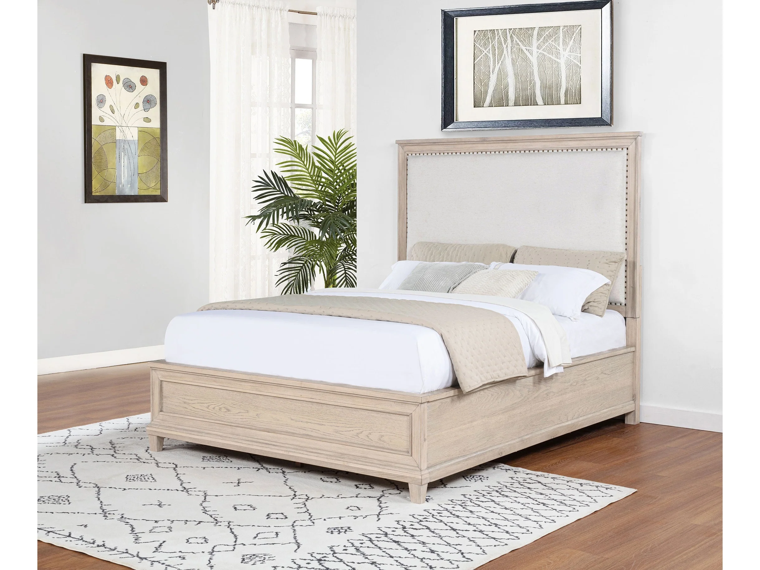 Pembroke Washed Oak 66-inch Queen Panel Bed