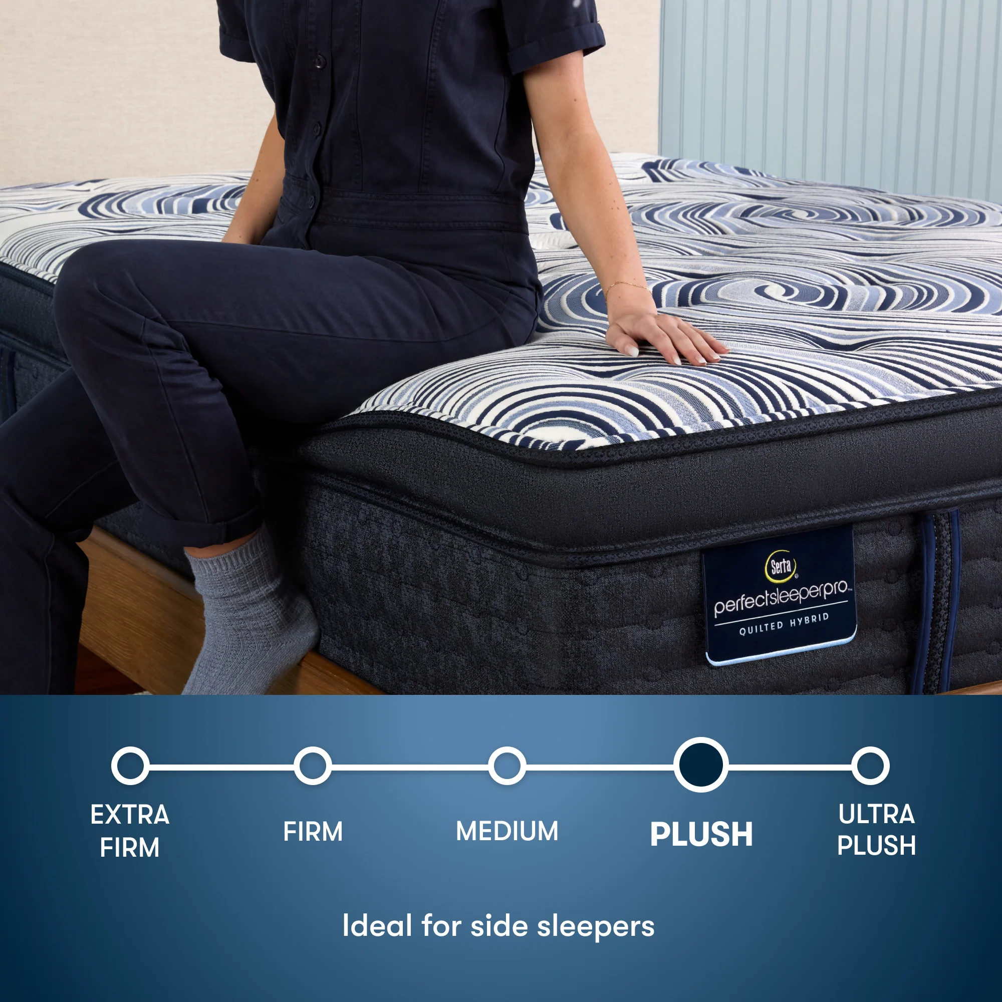 Perfect Sleeper Pro Edinburgh 15" Dark Blue/White Latex Hybrid Twin XL Plush Pillow Top Mattress - Image 3