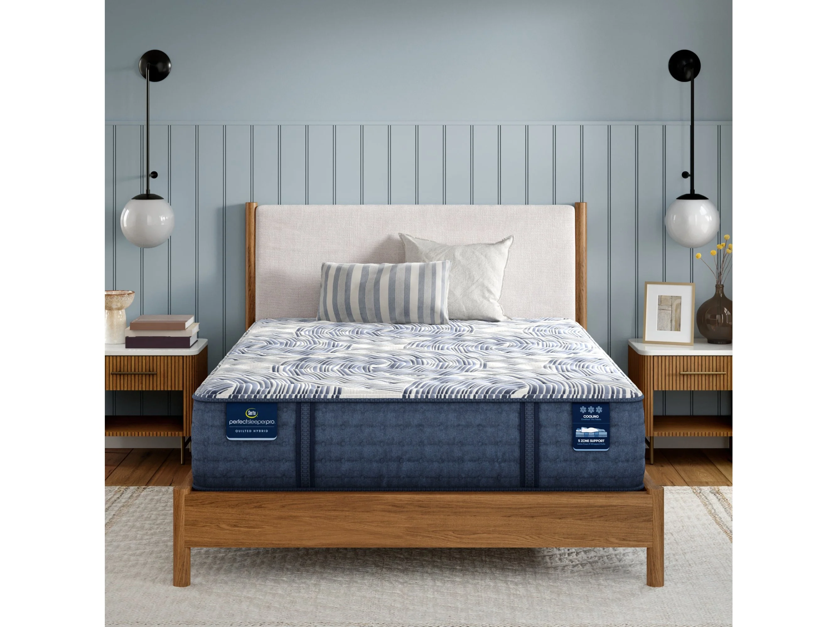 Perfect Sleeper Pro Geneva 13.5" Dark Blue/White Latex Hybrid Twin XL Firm Mattress