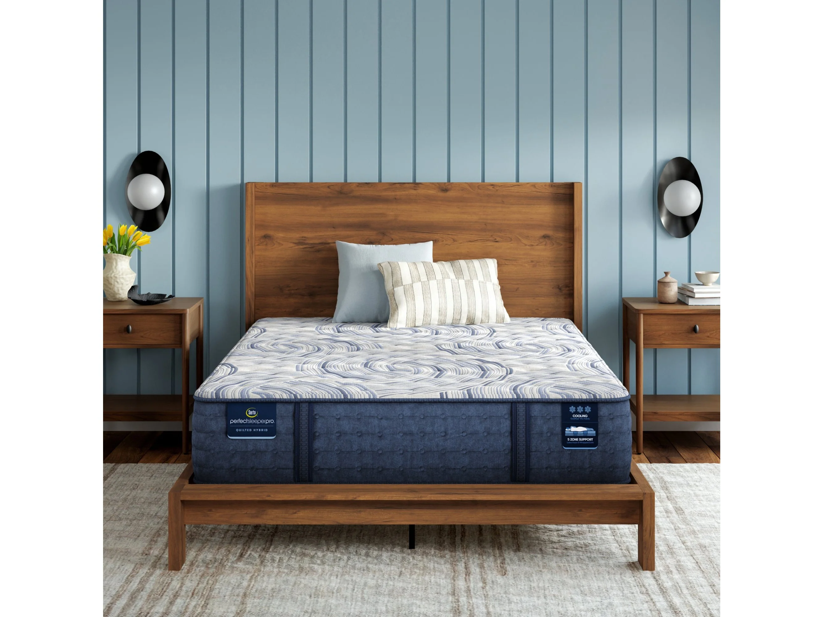 Perfect Sleeper Pro Hampton 12.5" Dark Blue/White Latex Hybrid Queen Extra Firm Mattress