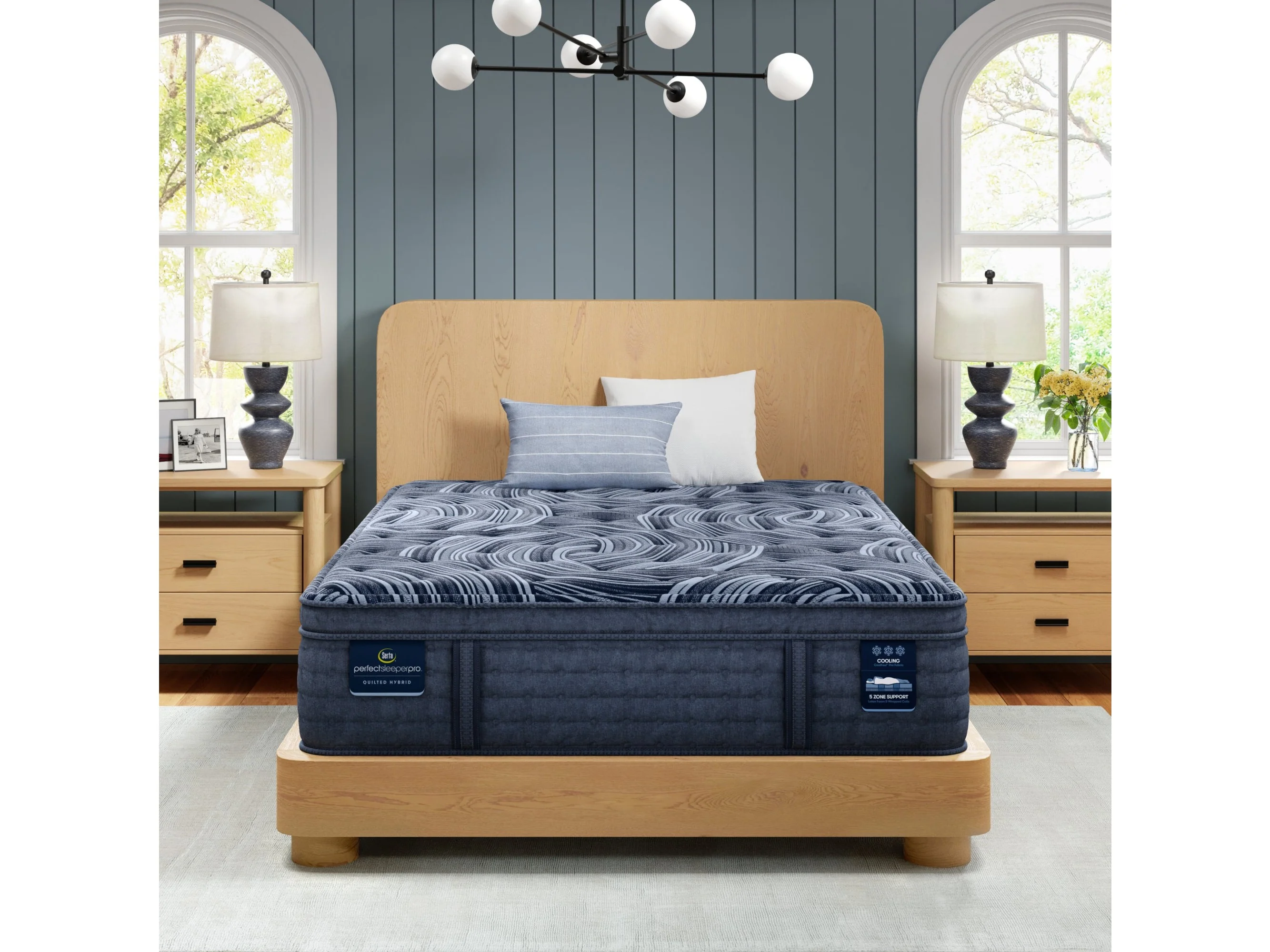 Perfect Sleeper Pro Valais 15" Dark Blue Latex Hybrid King Plush Pillow Top Mattress