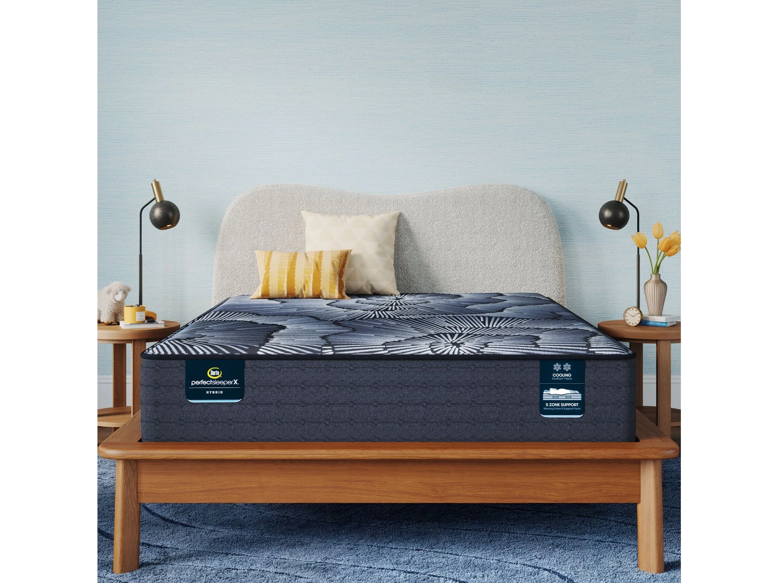 Perfect Sleeper X Aspen 12.5" Dark Blue/Black Hybrid Queen Firm Mattress