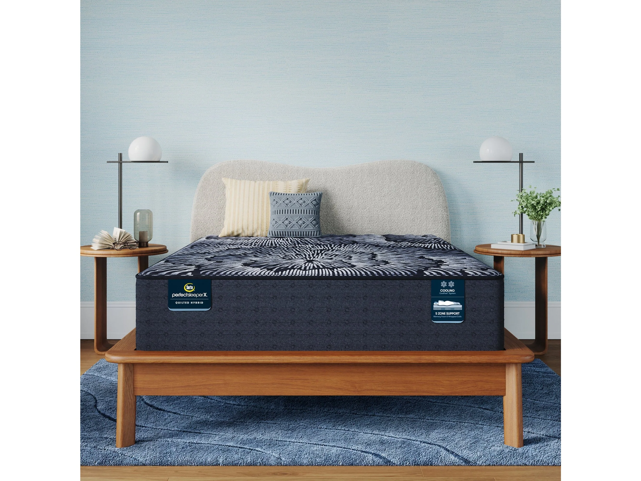 Perfect Sleeper X Excelled 13.75" Dark Blue/Black Hybrid California King Extra Firm Mattress