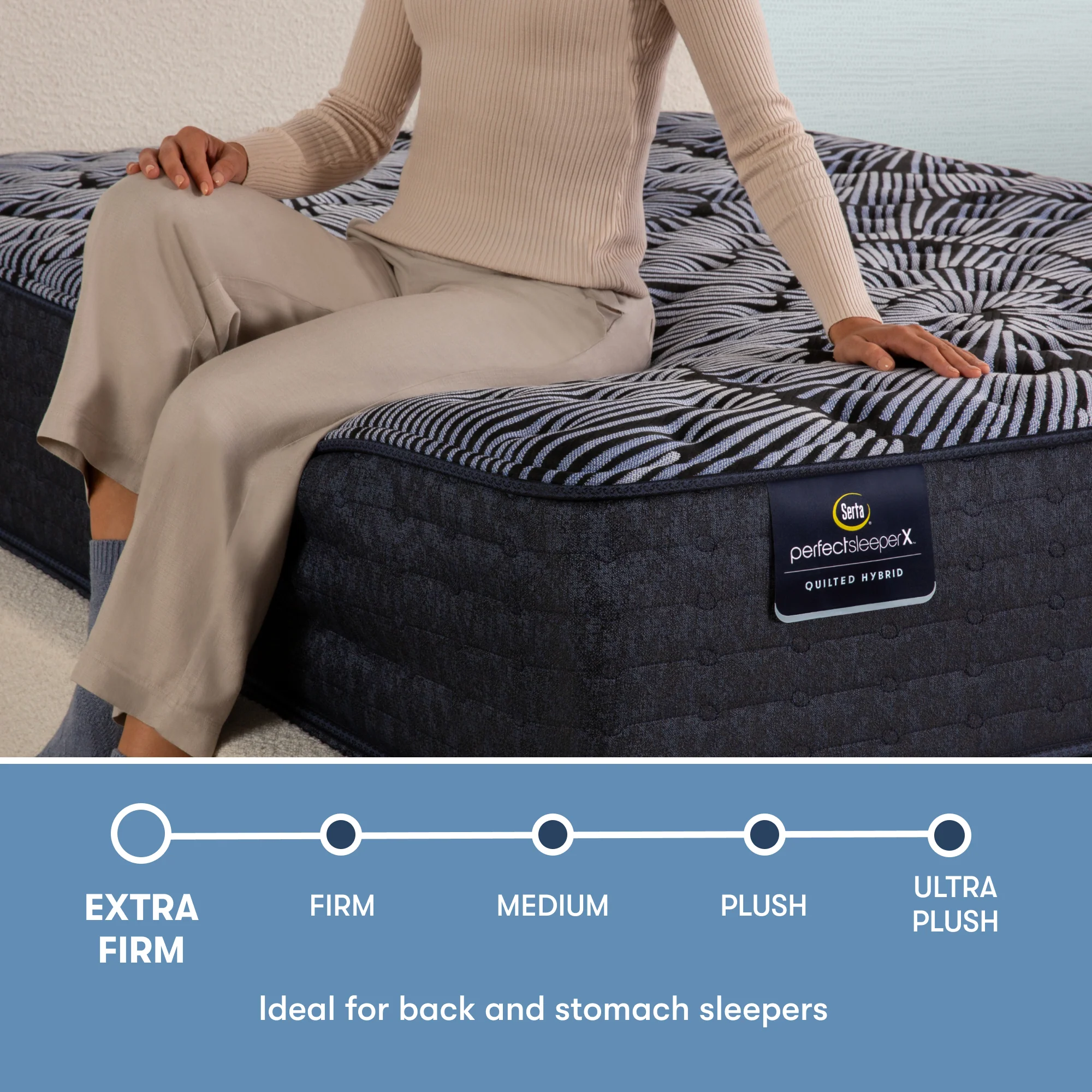 Perfect Sleeper X Excelled 13.75" Dark Blue/Black Hybrid California King Extra Firm Mattress - Image 3