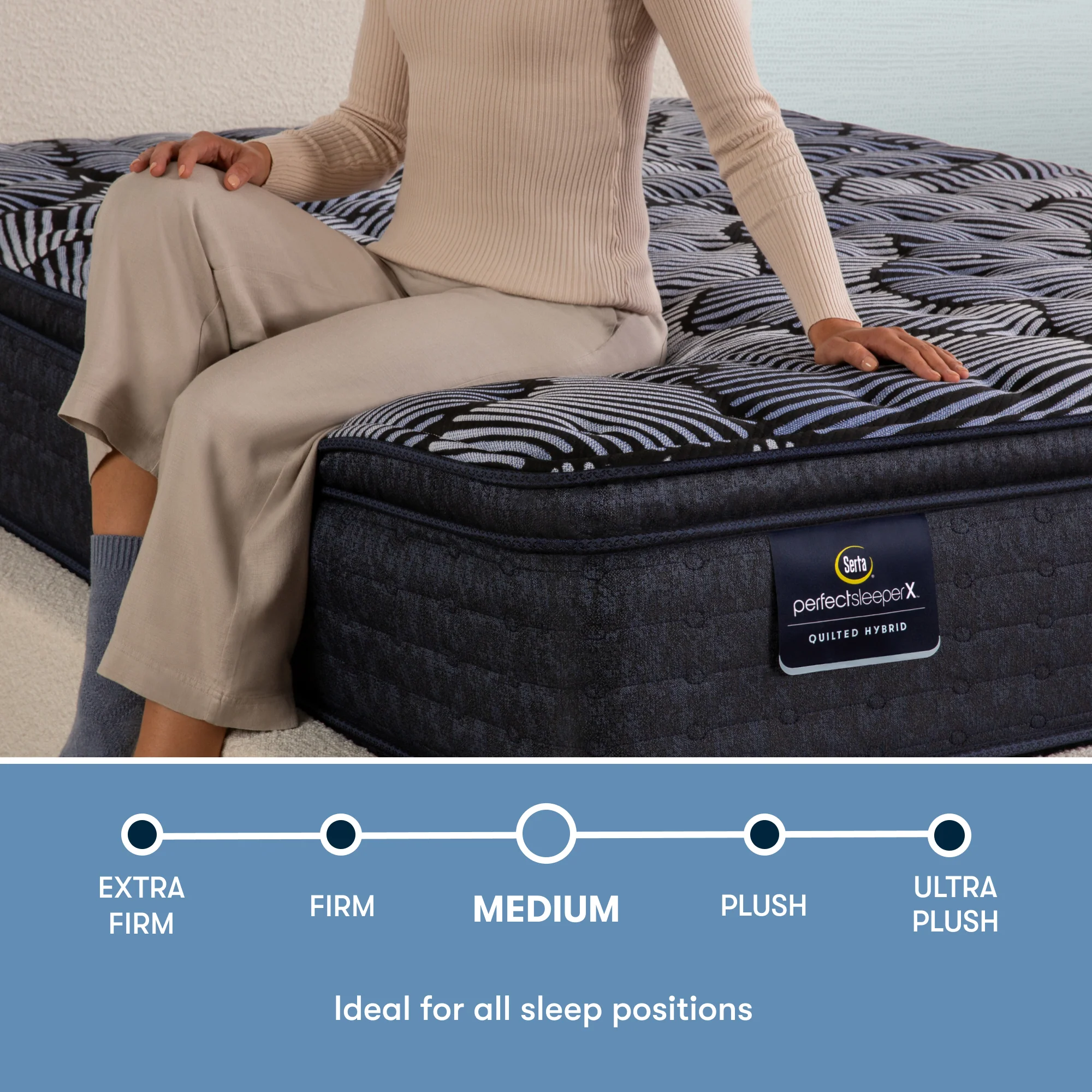 Perfect Sleeper X Lexton 14.25" Dark Blue/Black Hybrid King Medium Pillow Top Mattress - Image 3