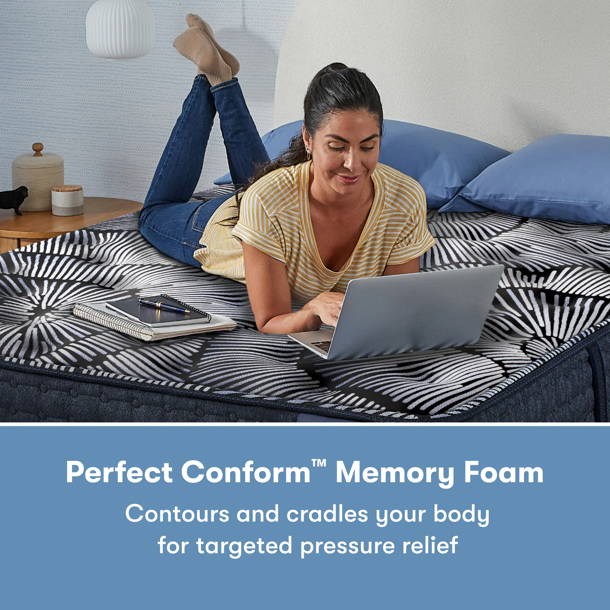 Perfect Sleeper X Lexton 14.25" Dark Blue/Black Hybrid Queen Medium Pillow Top Mattress - Image 5