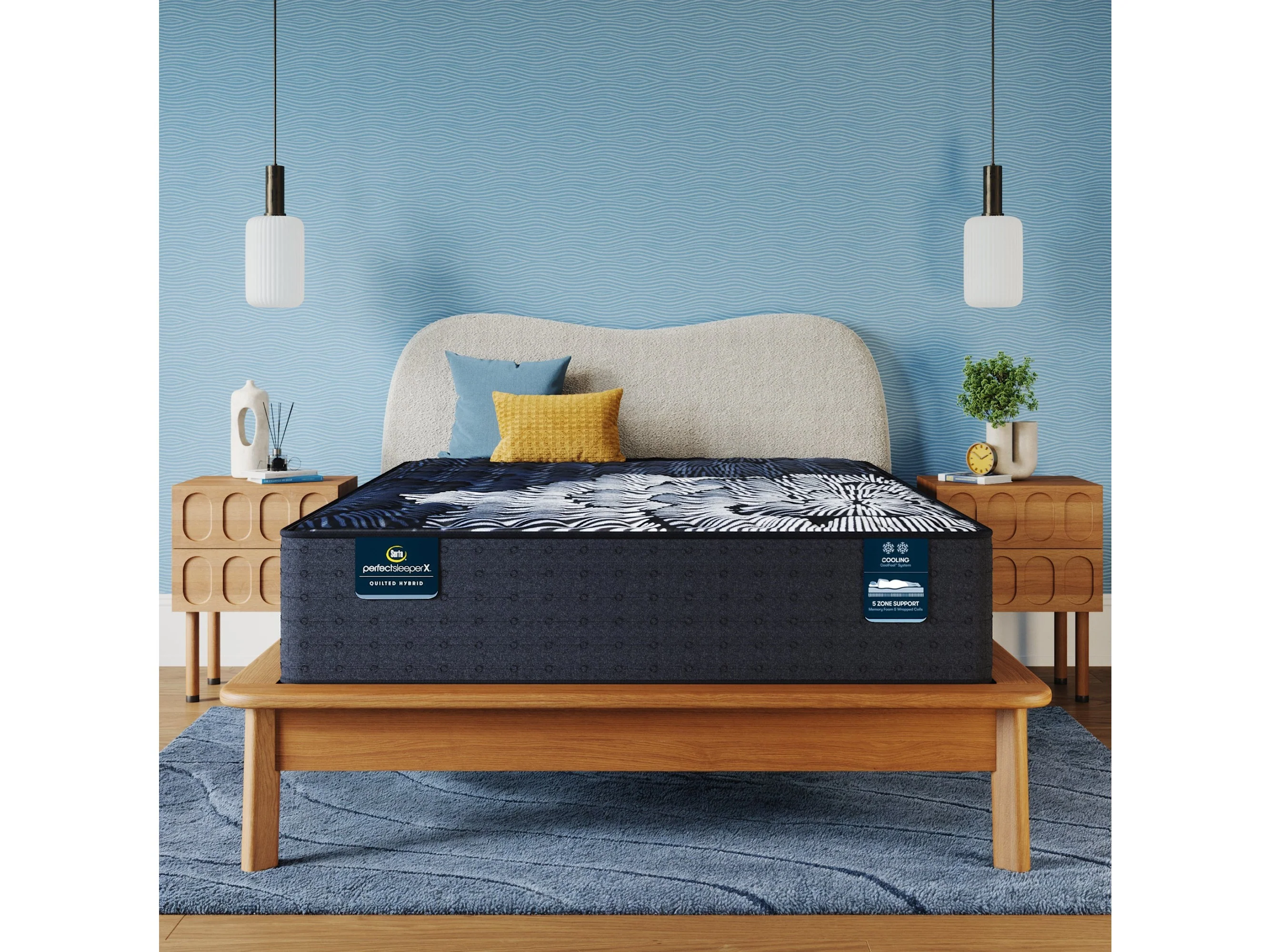 Perfect Sleeper X Max 14.25" Dark Blue/Black Hybrid Full Medium Mattress