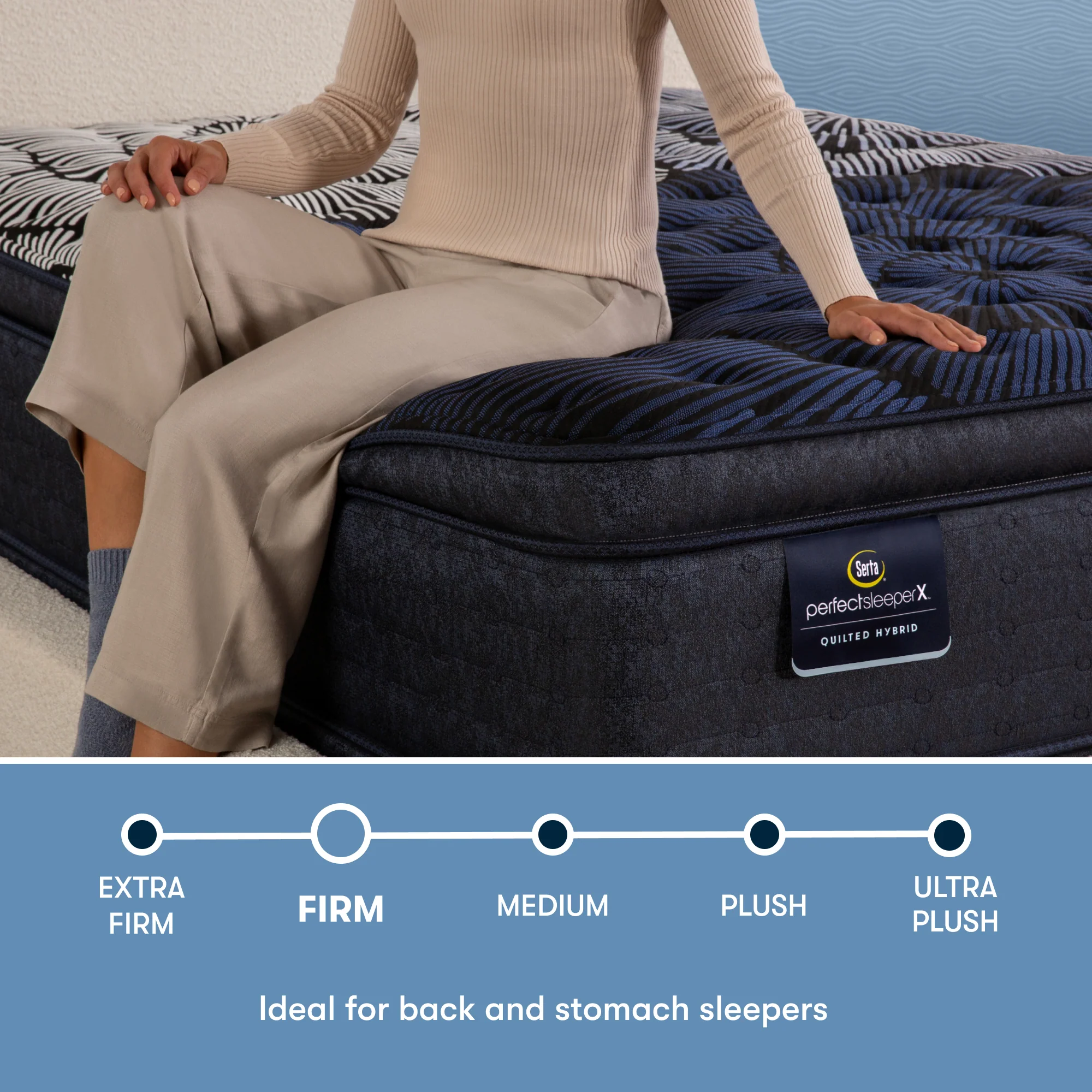 Perfect Sleeper X Max 15.25" Dark Blue/Black Hybrid Twin XL Firm Pillow Top Mattress - Image 3