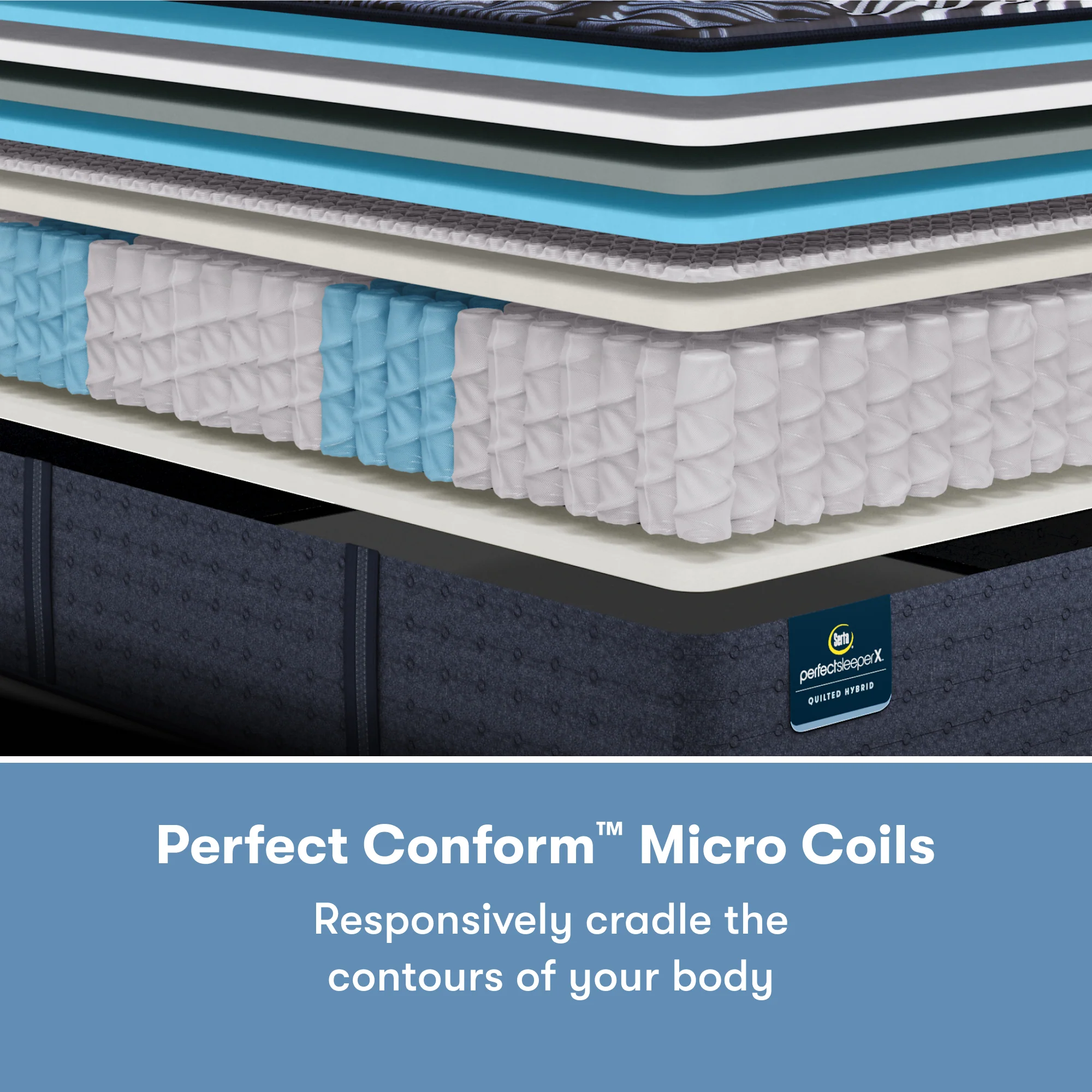 Perfect Sleeper X Max 15" Dark Blue/Black Hybrid Twin XL Plush Pillow Top Mattress - Image 7