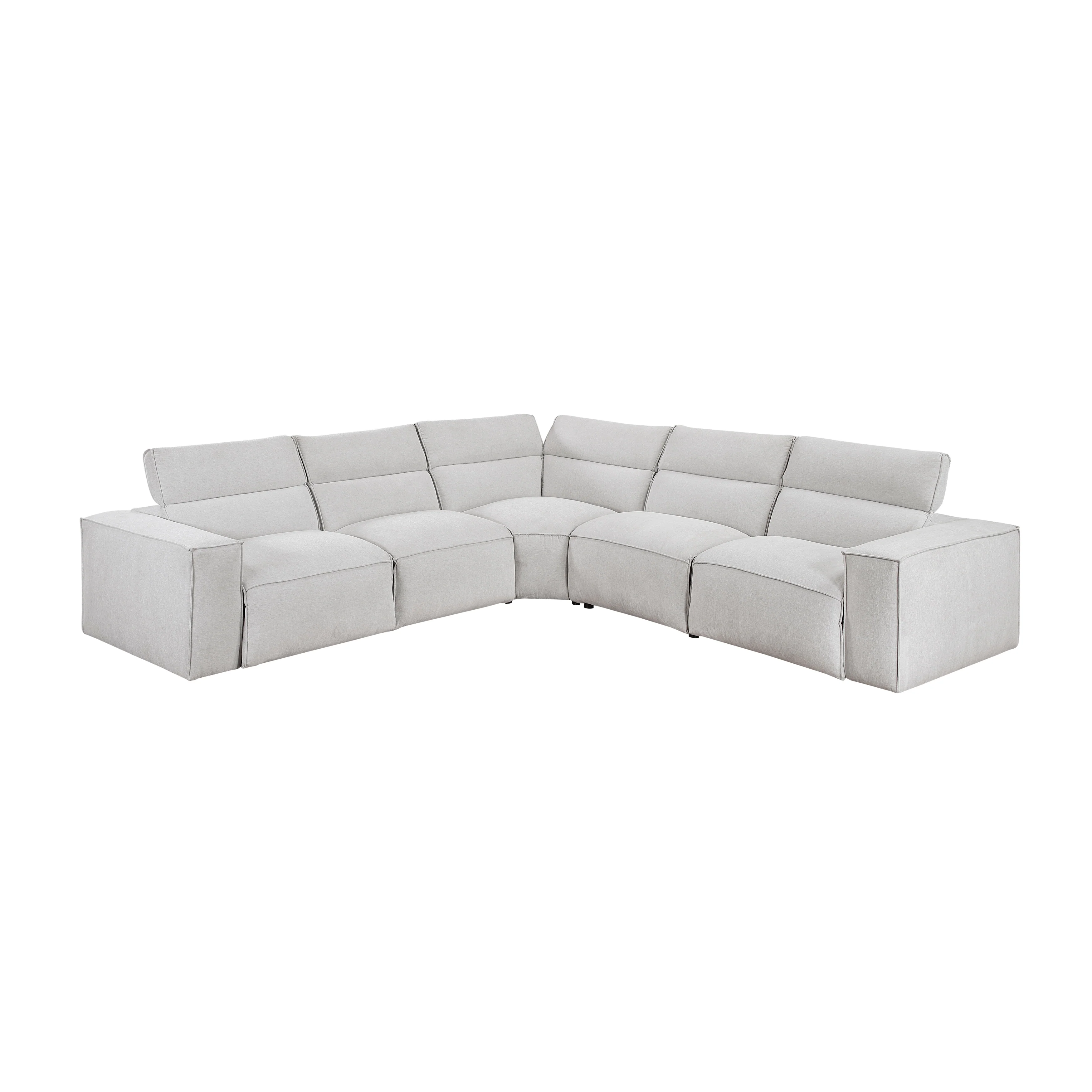 Phoebe Light Gray 5-Piece Modular Power Reclining Sectional - Image 3