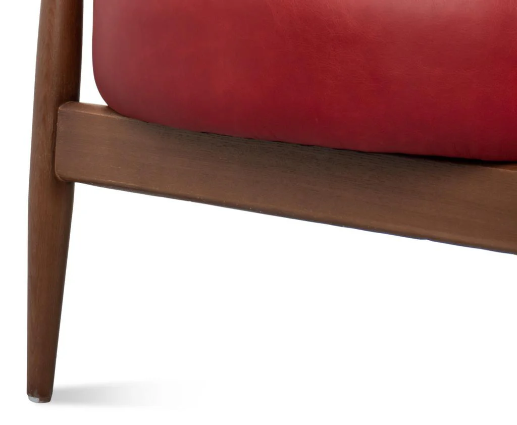 Pindar Red Leather Armchair - Image 8