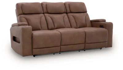 Point Clear Caramel Dual Power Reclining Sofa - Image 2