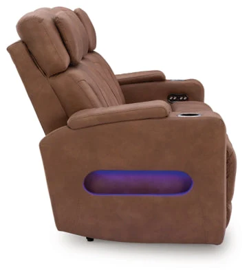 Point Clear Caramel Dual Power Reclining Sofa - Image 5