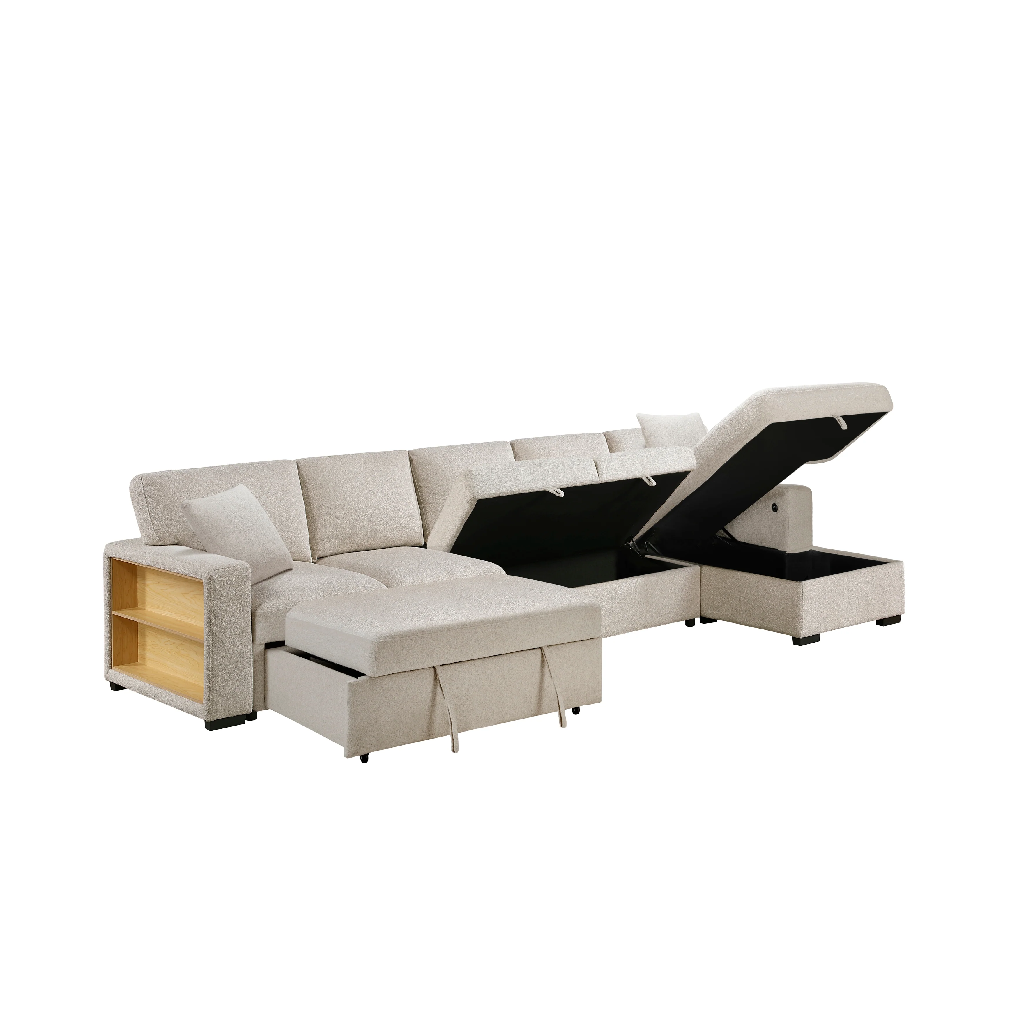 Pompano Beige Sectional with Right Chaise and Pull-out Bed (L Shape) - Image 5