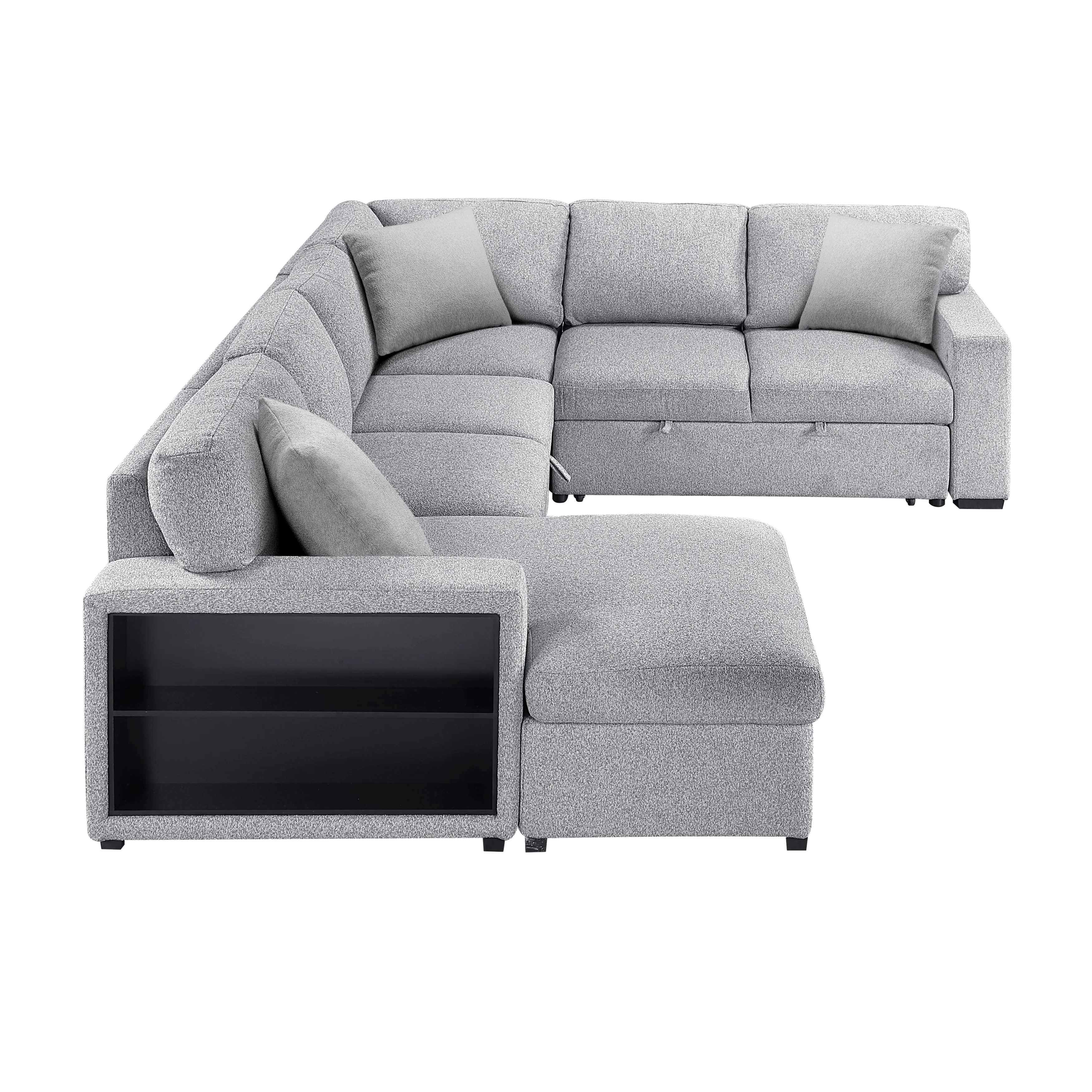Pompano Gray Sectional with Left Chaise and Pull-out Bed (U Shape) - Image 3
