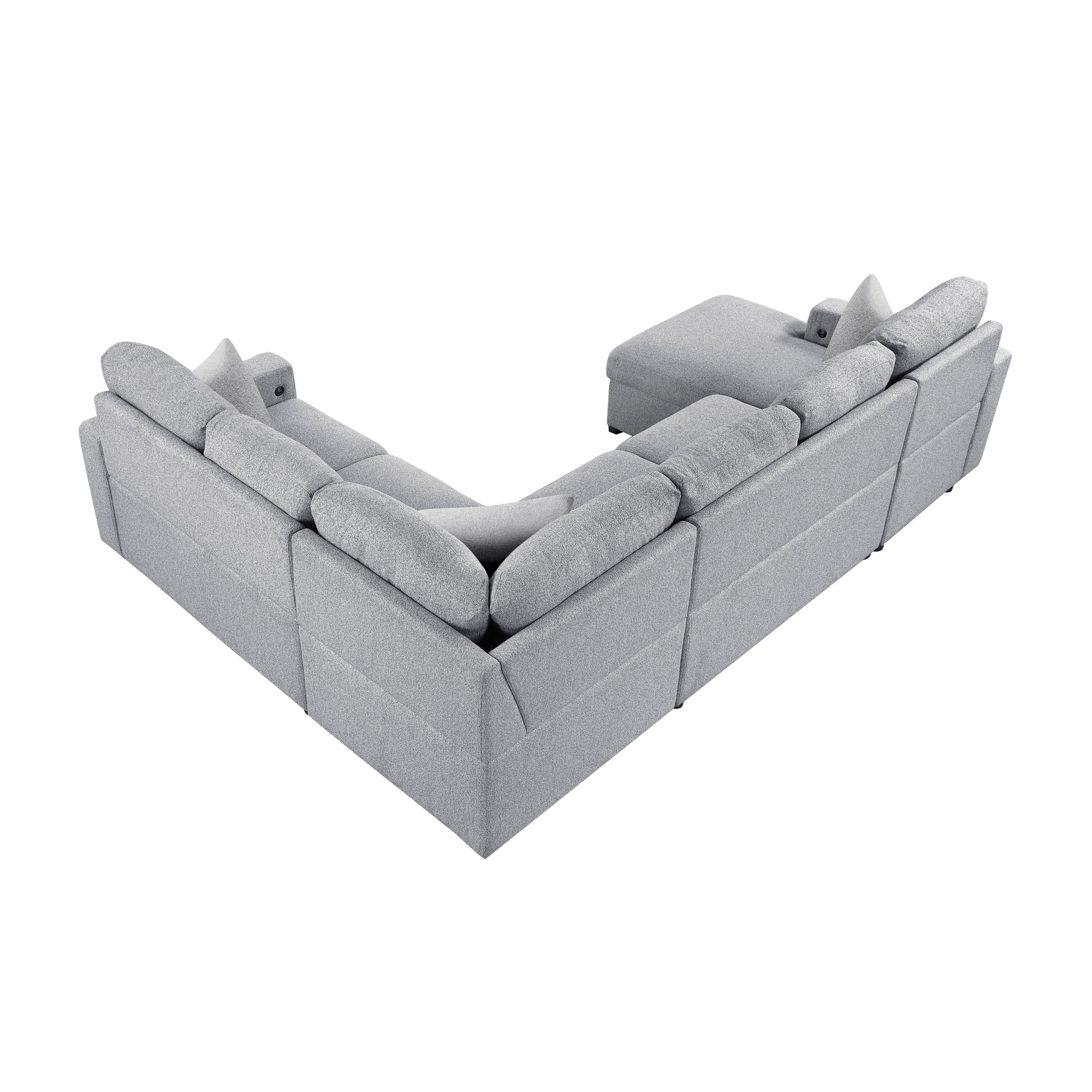 Pompano Gray Sectional with Left Chaise and Pull-out Bed (U Shape) - Image 4