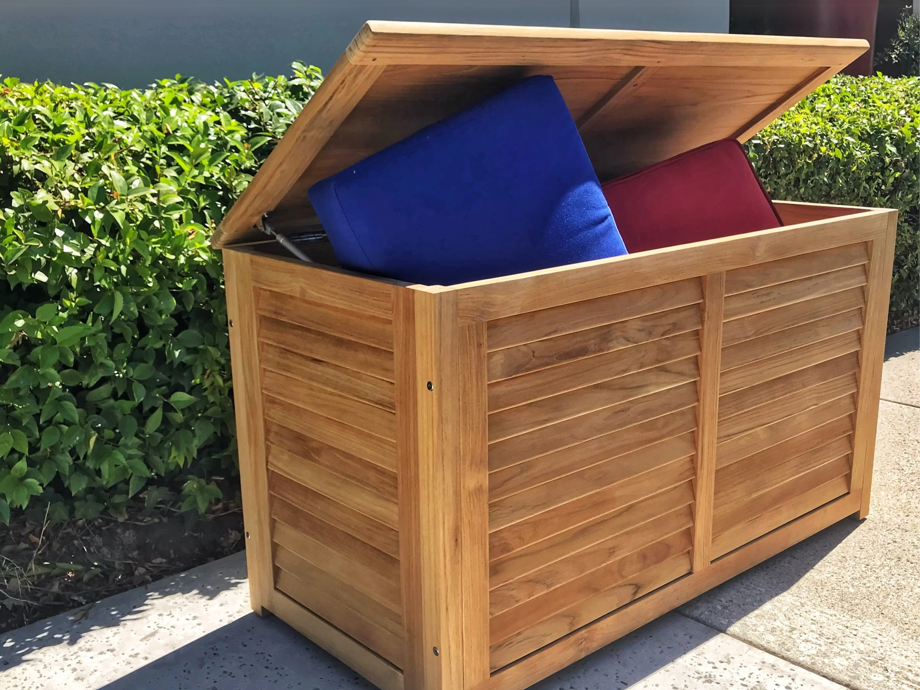 Poolside Teak Outdoor Storage Cushion Box - Image 5