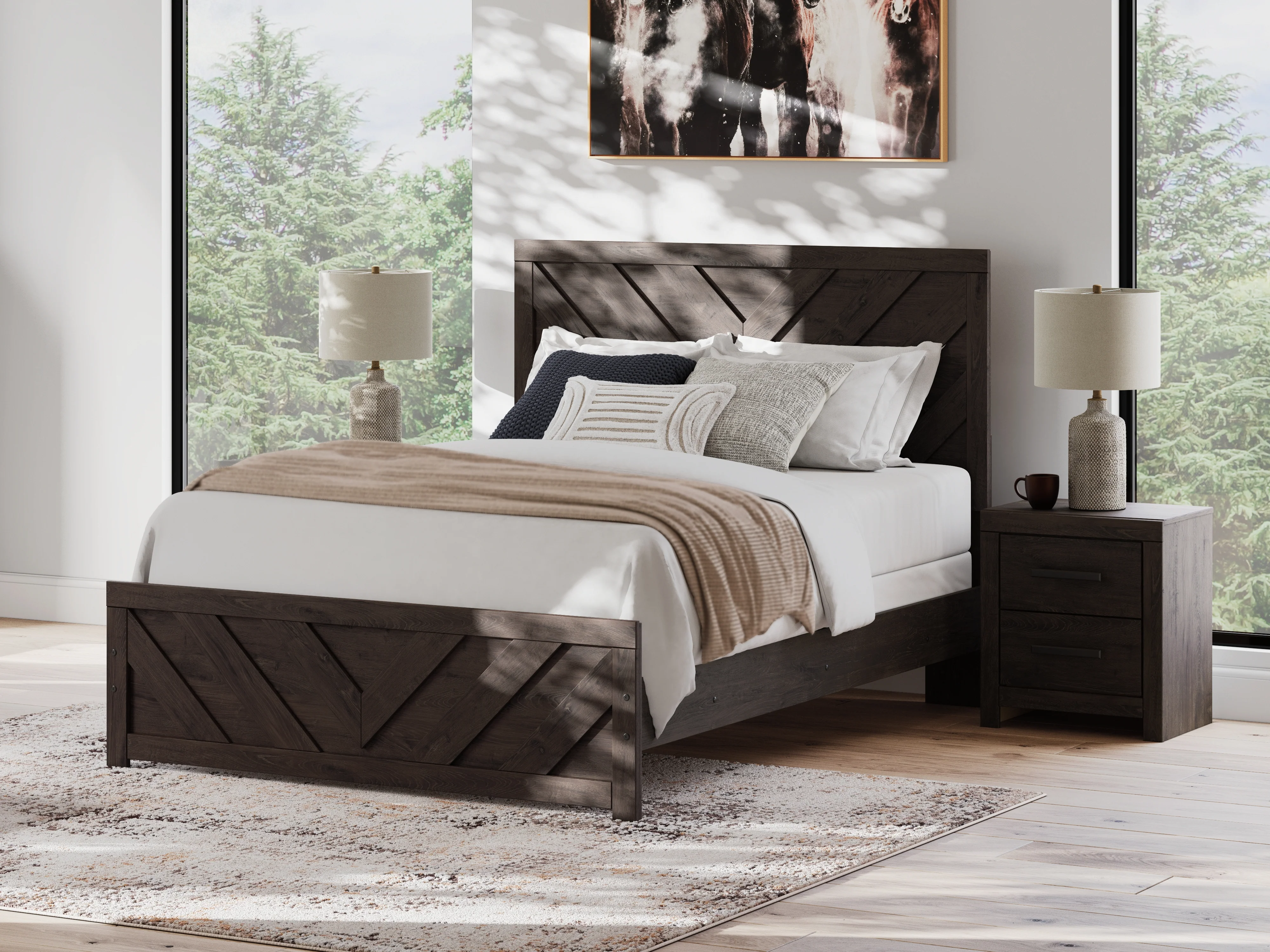 Prendonea Charcoal Queen Panel Bed, Dresser, Mirror and Nightstand - Image 22