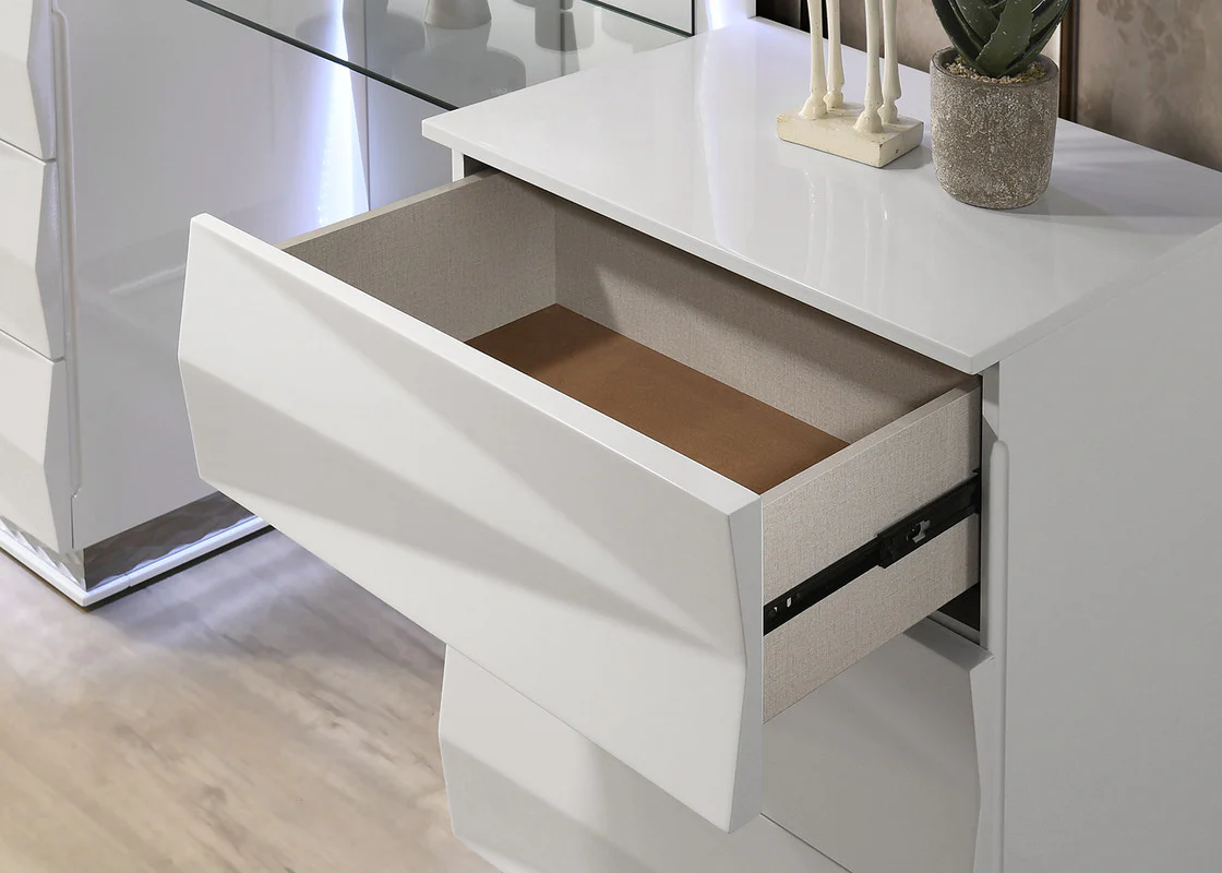 Prisma White Vanity Set w/ Stool - Image 4