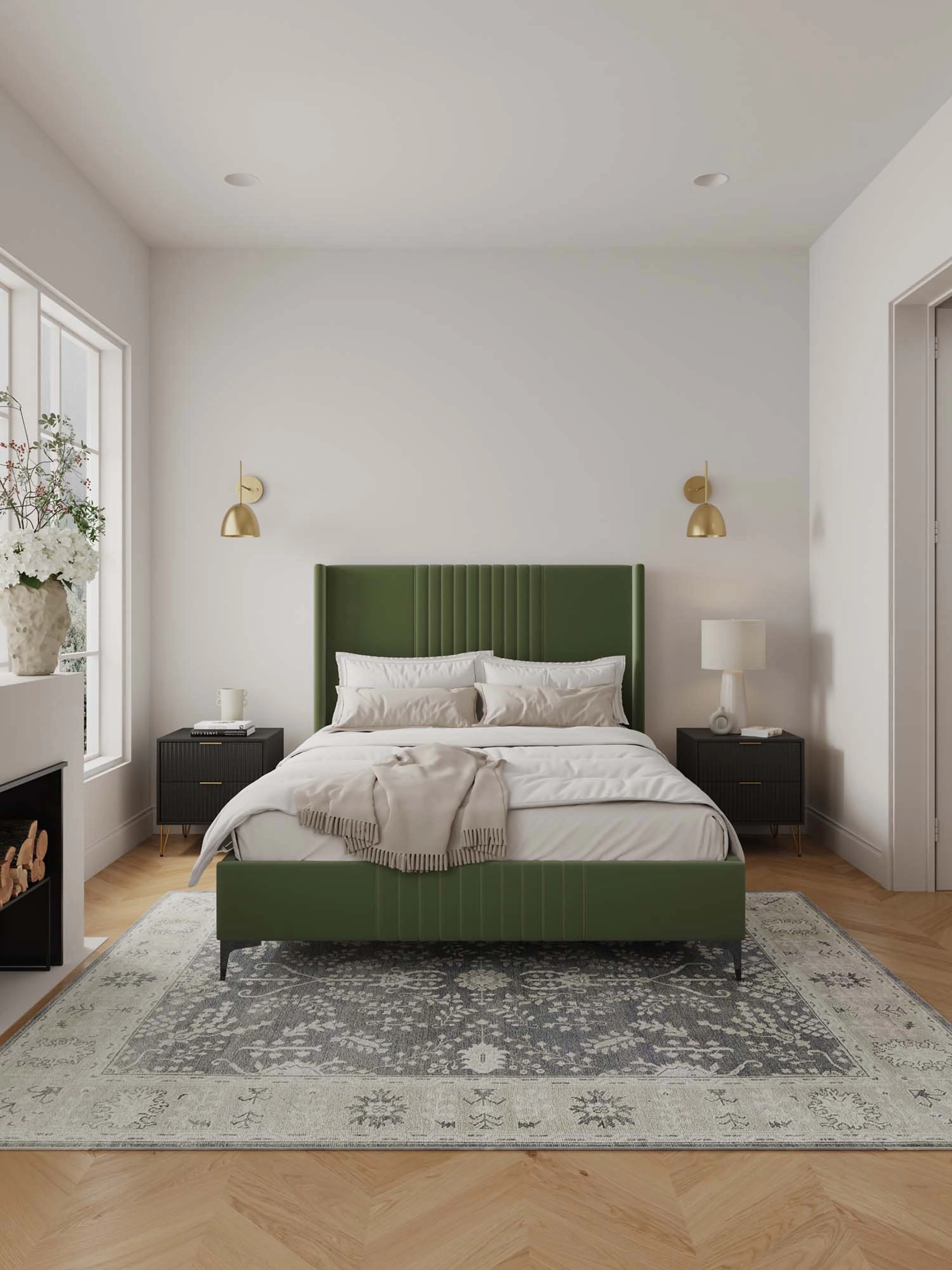 Promenade Queen-Size Bed in Moss Green - Image 2