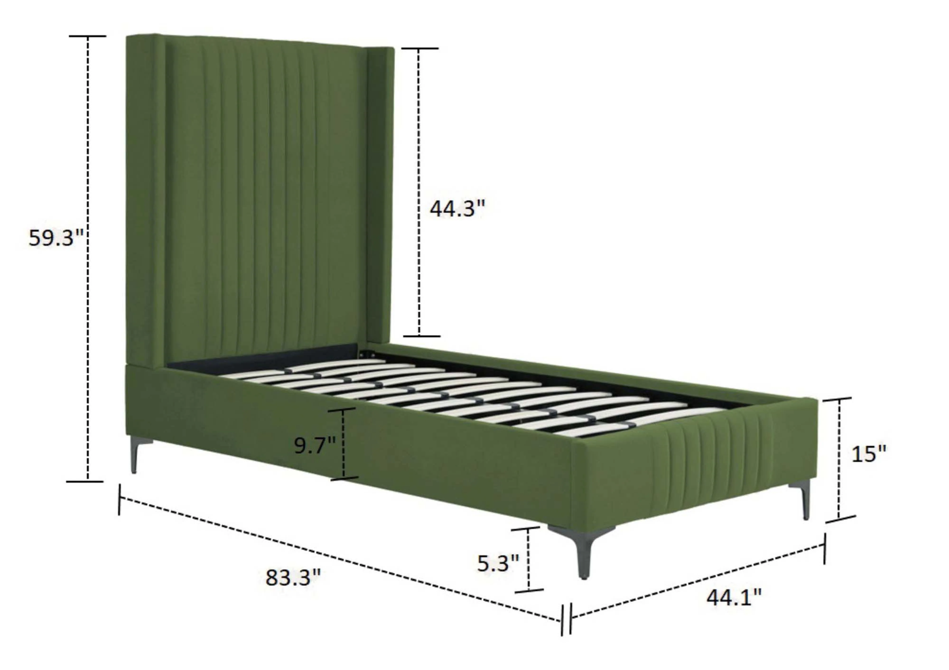 Promenade Twin-Size Bed in Moss Green - Image 3