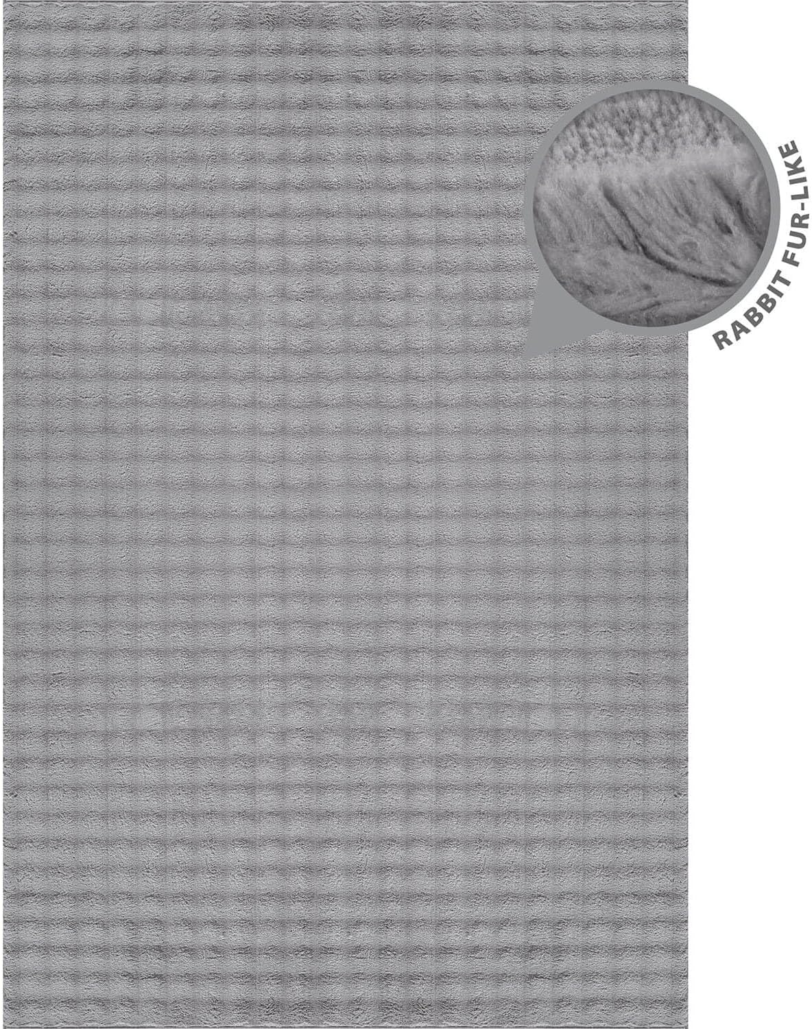 Puff Gray Checkered Ultra Soft Plush Non Slip Washable Area Rugs - Image 5