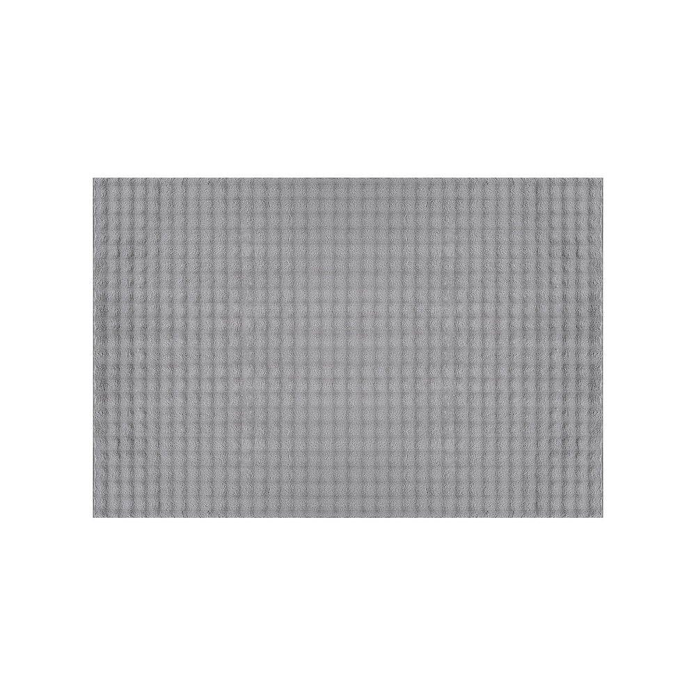 Puff Gray Checkered Ultra Soft Plush Non Slip Washable Area Rugs - Image 9
