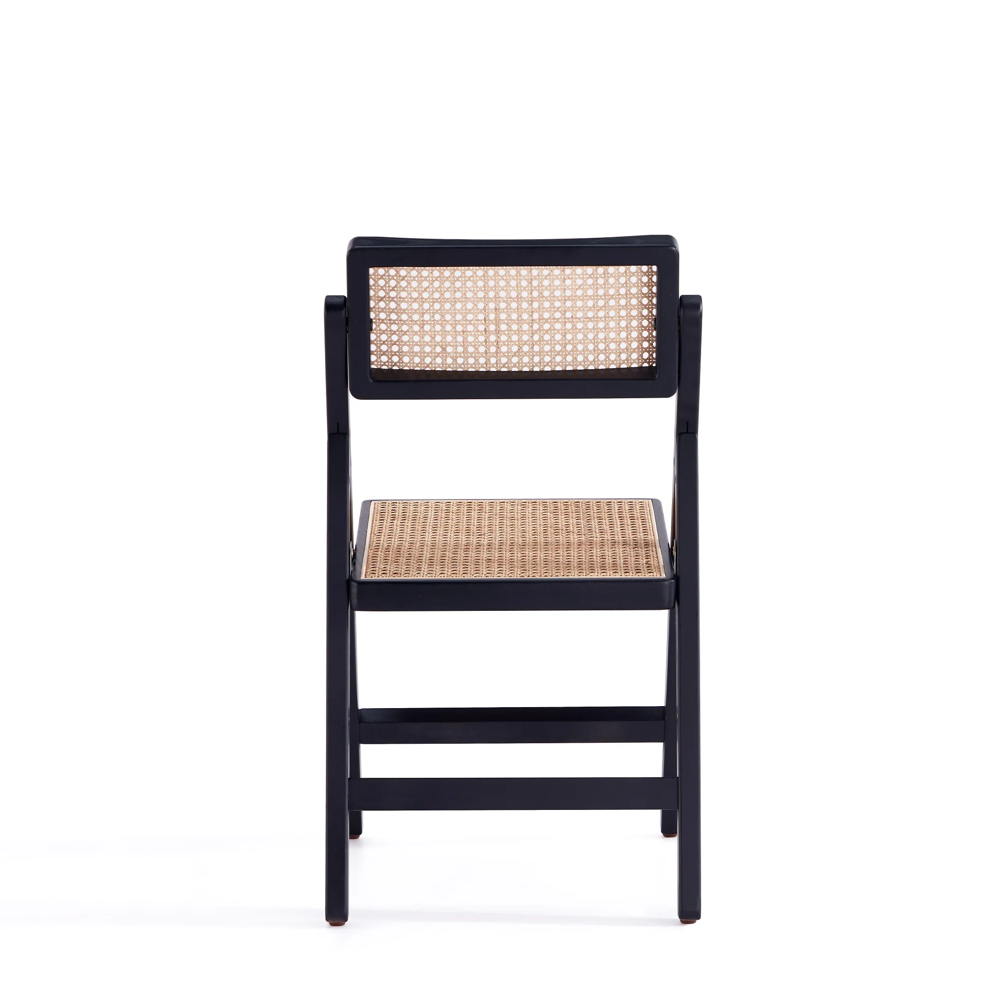 Pullman Folding Dining Chair in Black and Natural Cane (set of 4) - Image 8