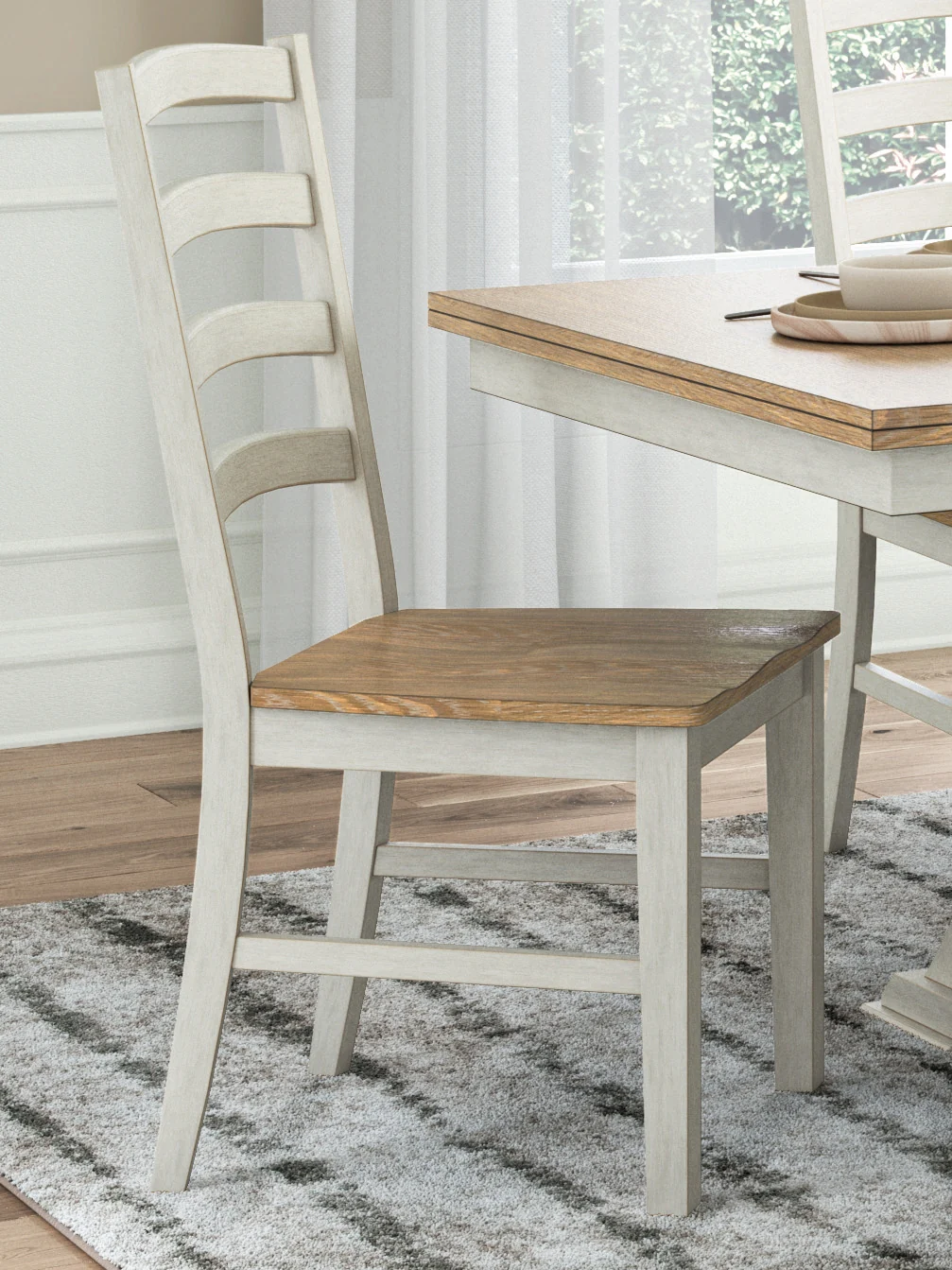 Purlaney Antique White/Natural Extension Dining Table, 4 Chairs and Bench (Online Special Price) - Image 24