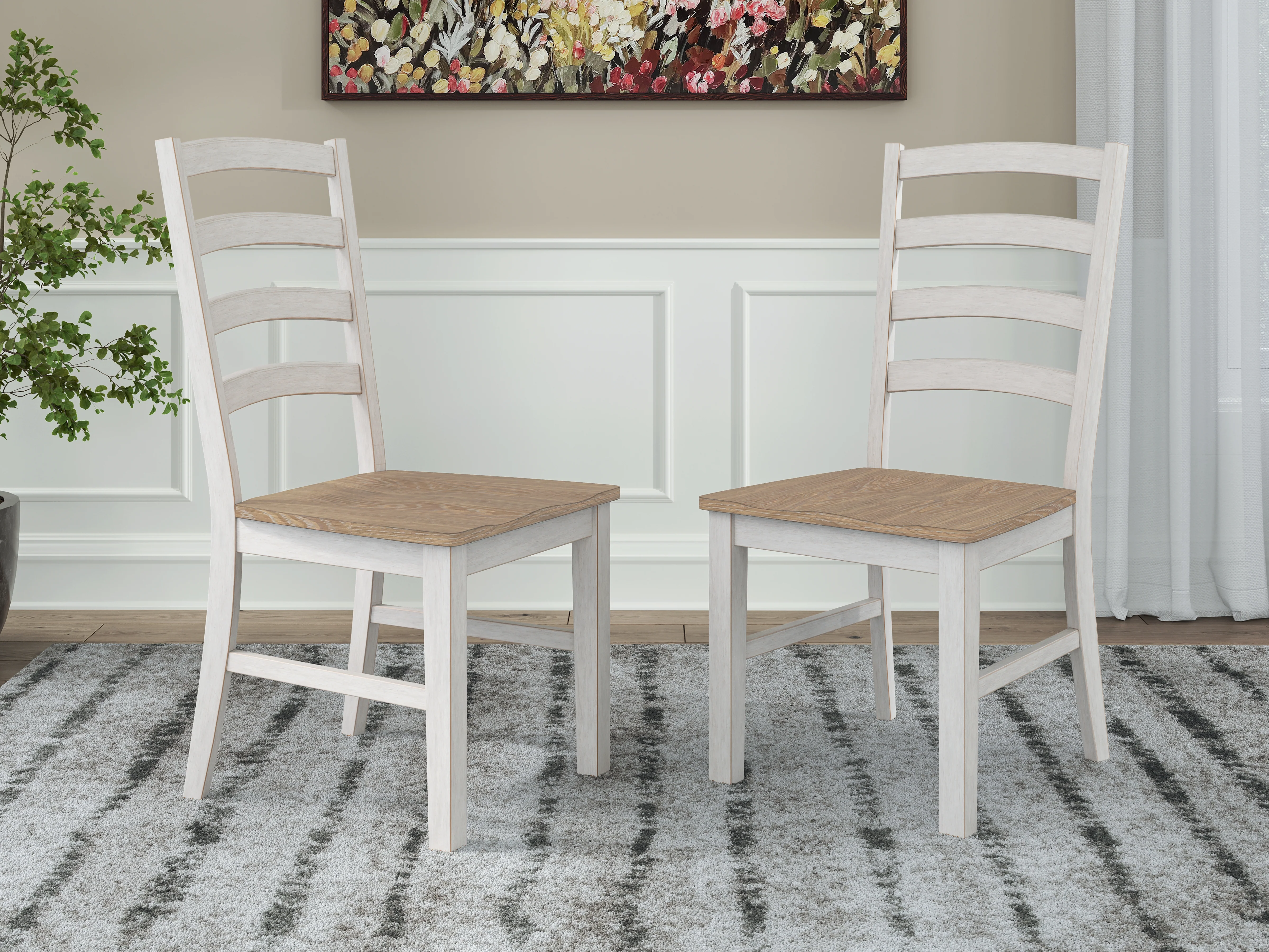 Purlaney Antique White/Natural Extension Dining Table and 6 Chairs - Image 17