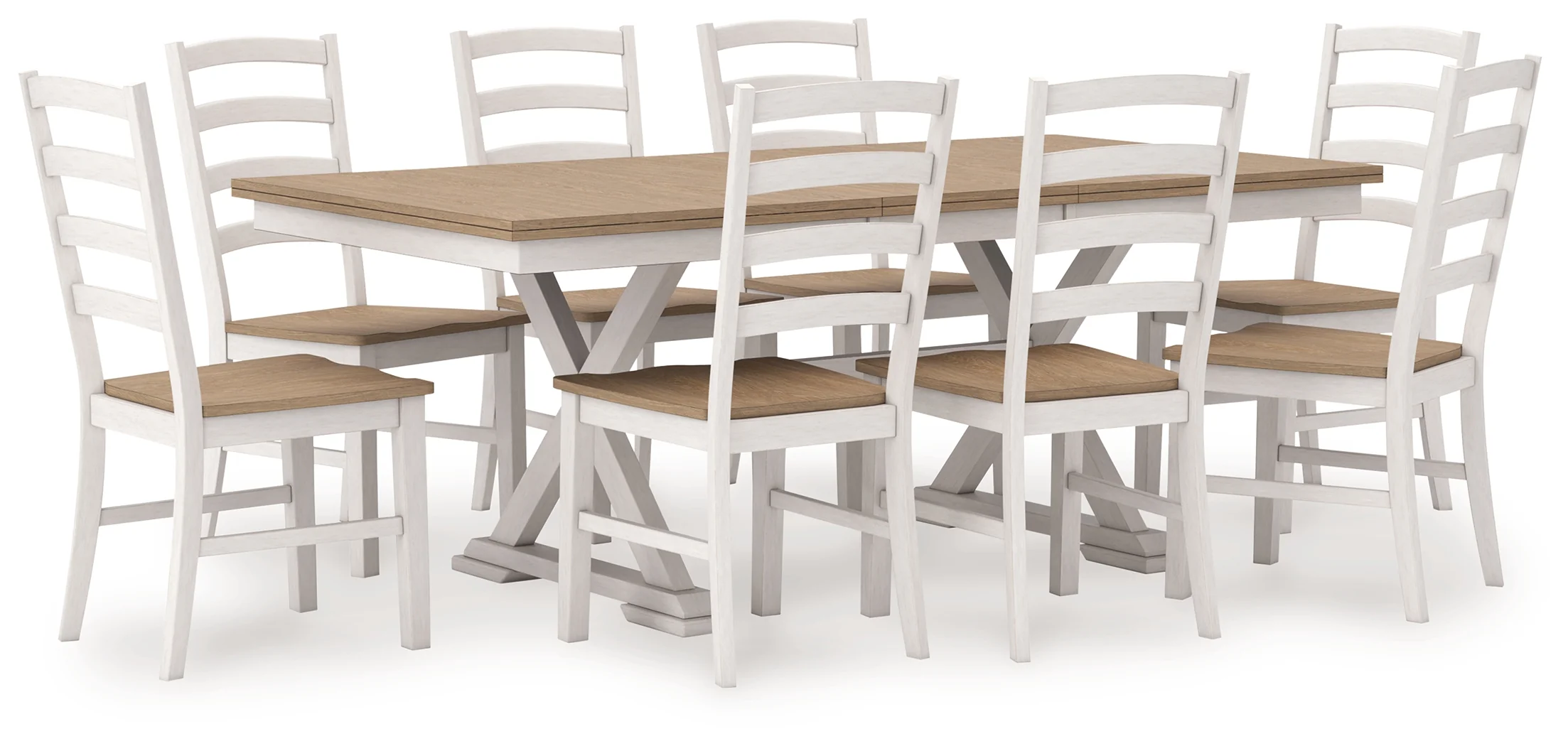 Purlaney Antique White/Natural Extension Dining Table and 8 Chairs (Online Special Price) - Image 2