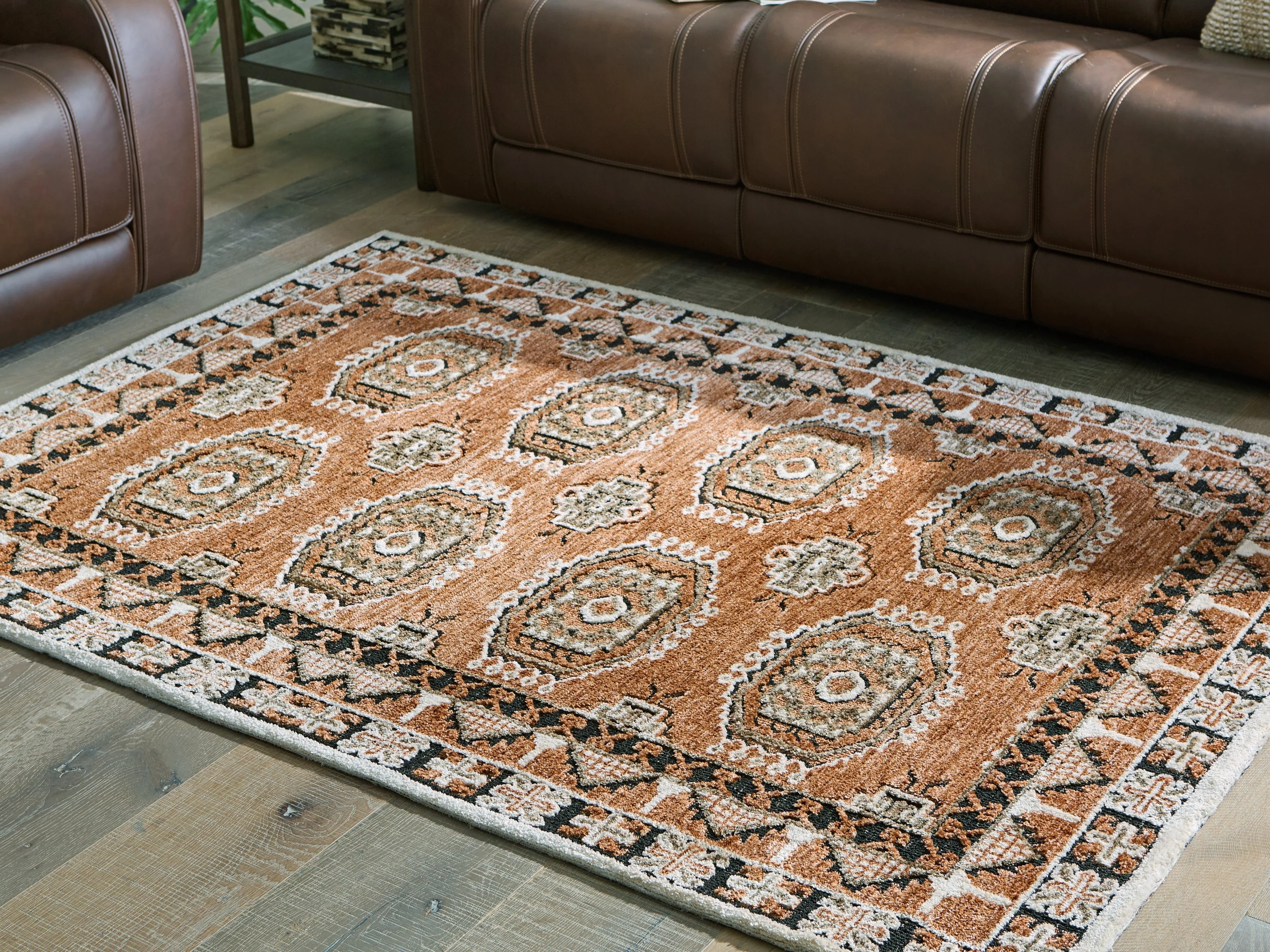 Qaabiz Sienna/Ivory/Black Medium Rug (Online Special Price) - Image 2