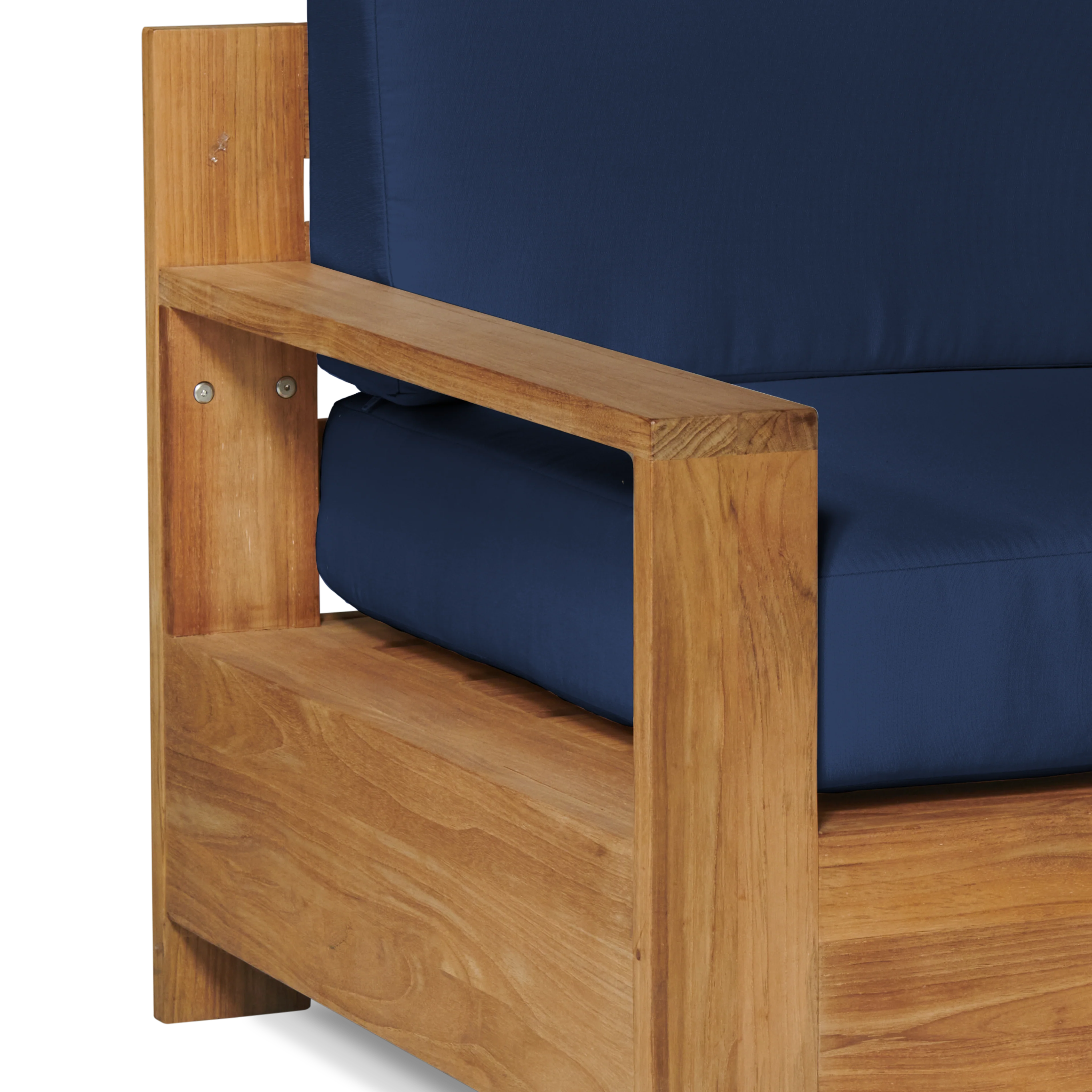 Qube Teak Navy Outdoor Club Chair with Sunbrella® Cushion - Image 4