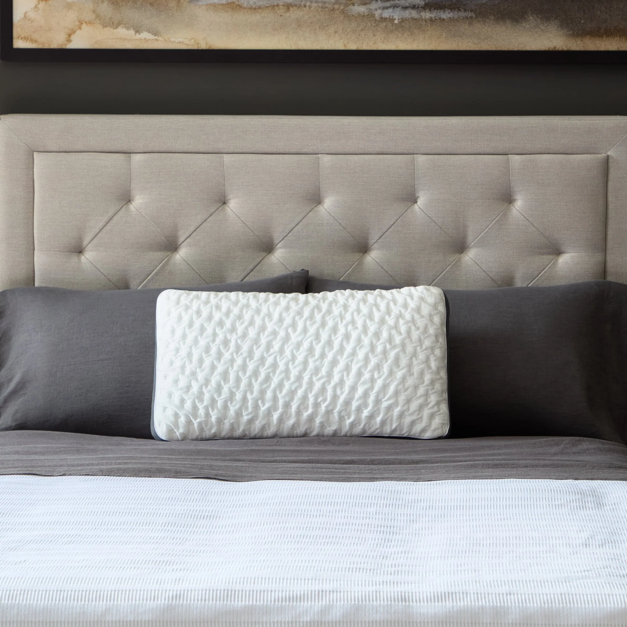 Quilted Convolution White Queen High Loft Pillow - Image 4