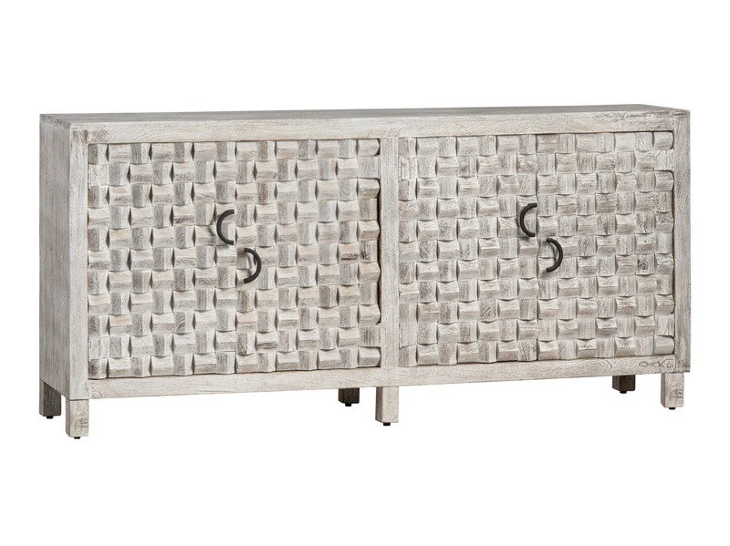 Quincy White/Brown Four-Door Sideboard