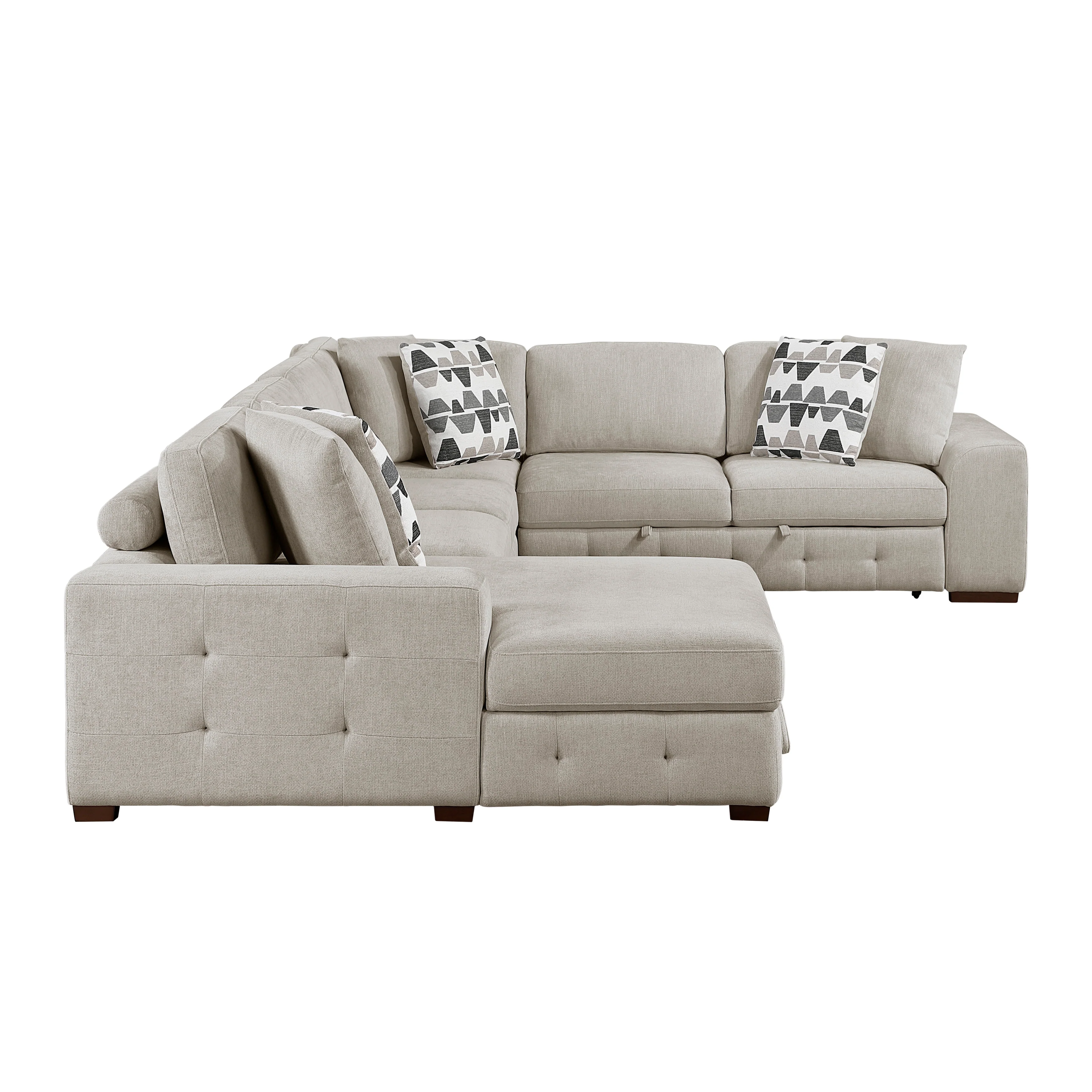 Raife Taupe 5-Piece Sectional with Left Chaise and Storage Ottoman - Image 5
