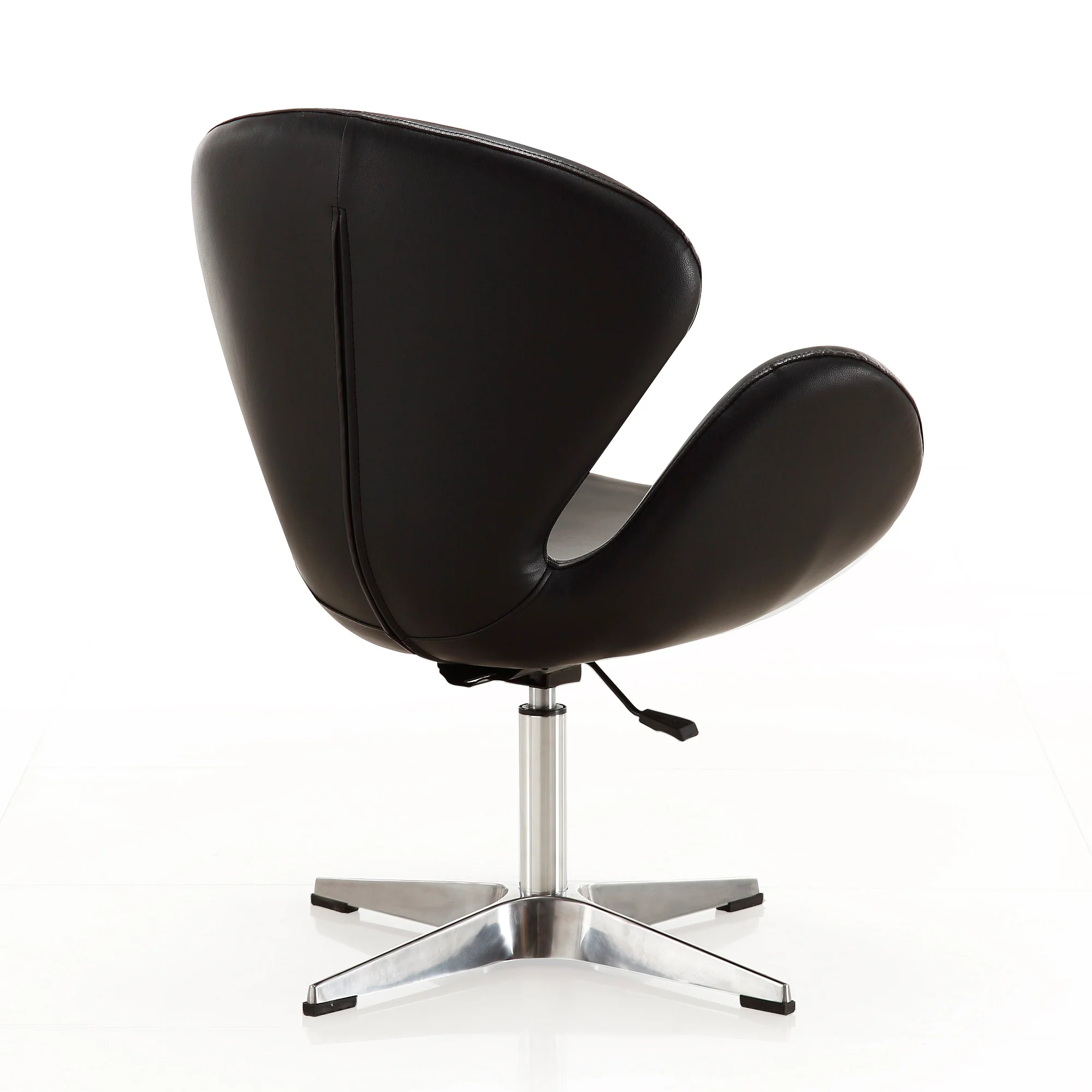 Raspberry Faux Leather Adjustable Swivel Chair in Black and Polished Chrome (set of 2) - Image 6