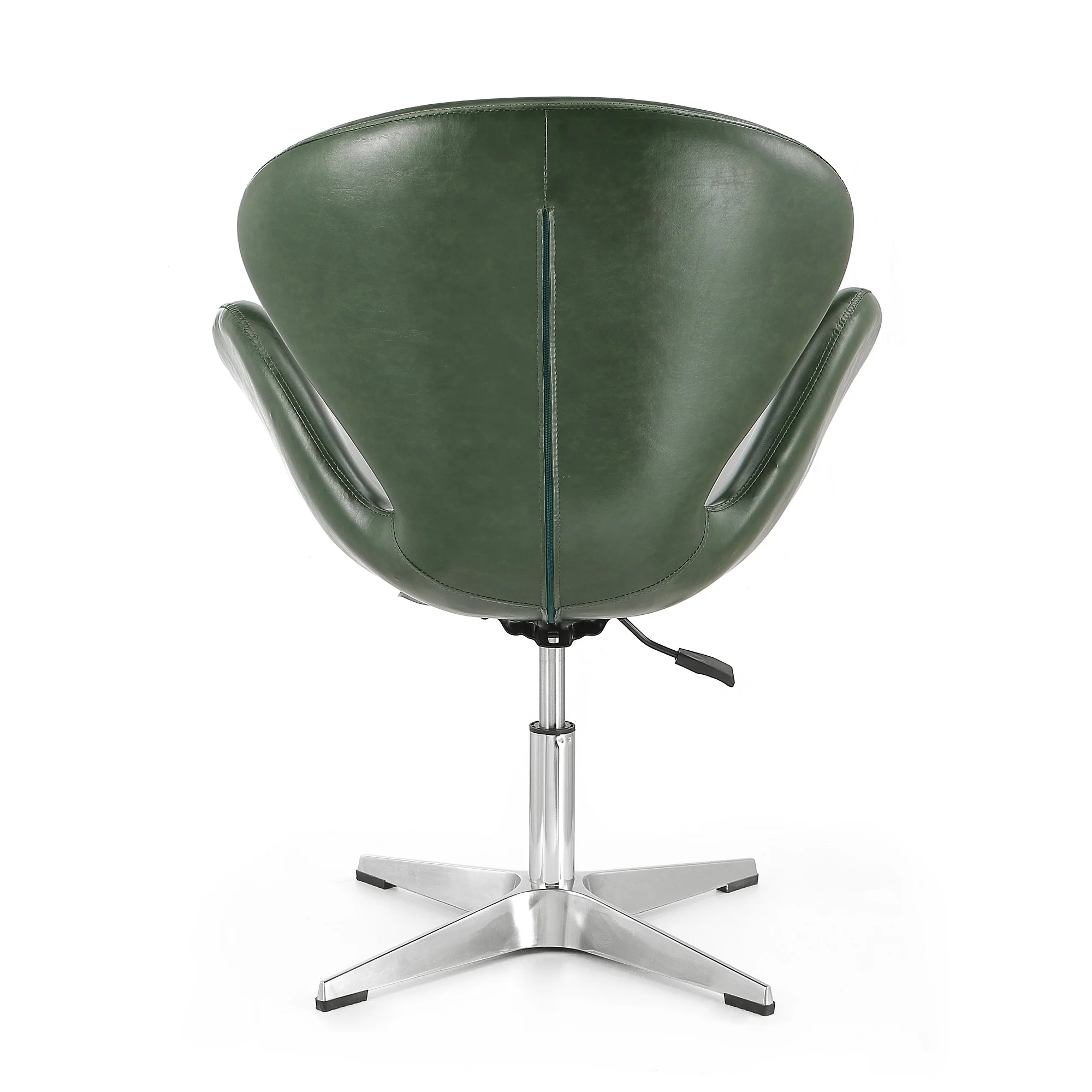 Raspberry Faux Leather Adjustable Swivel Chair in Forest Green and Polished Chrome - Image 7