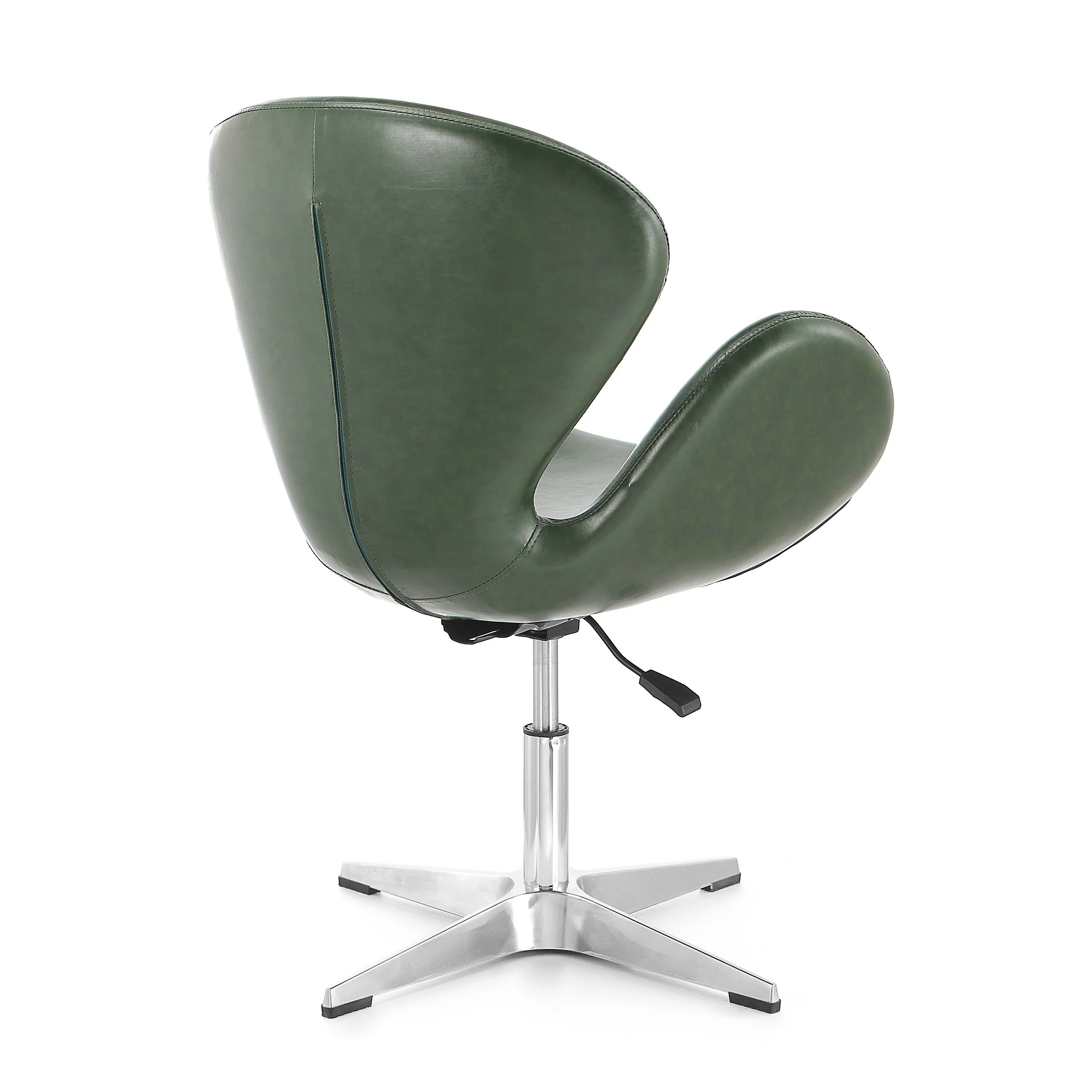 Raspberry Faux Leather Adjustable Swivel Chair in Forest Green and Polished Chrome (set of 2) - Image 6