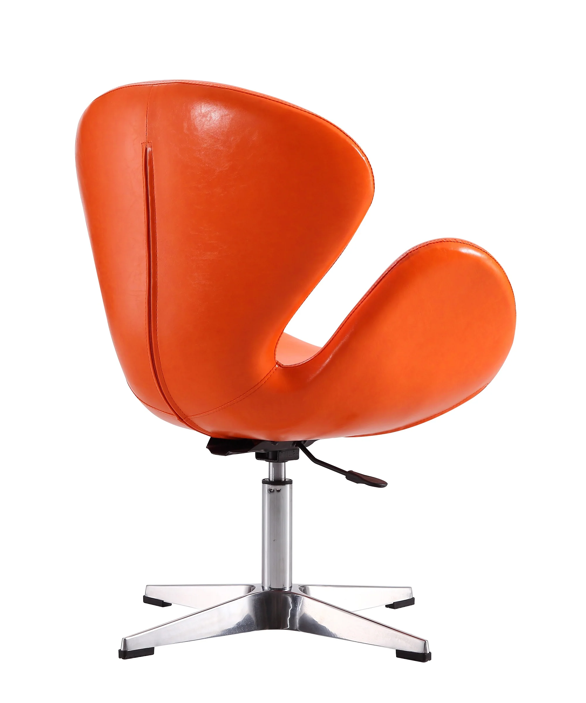 Raspberry Faux Leather Adjustable Swivel Chair in Tangerine and Polished Chrome (set of 2) - Image 6