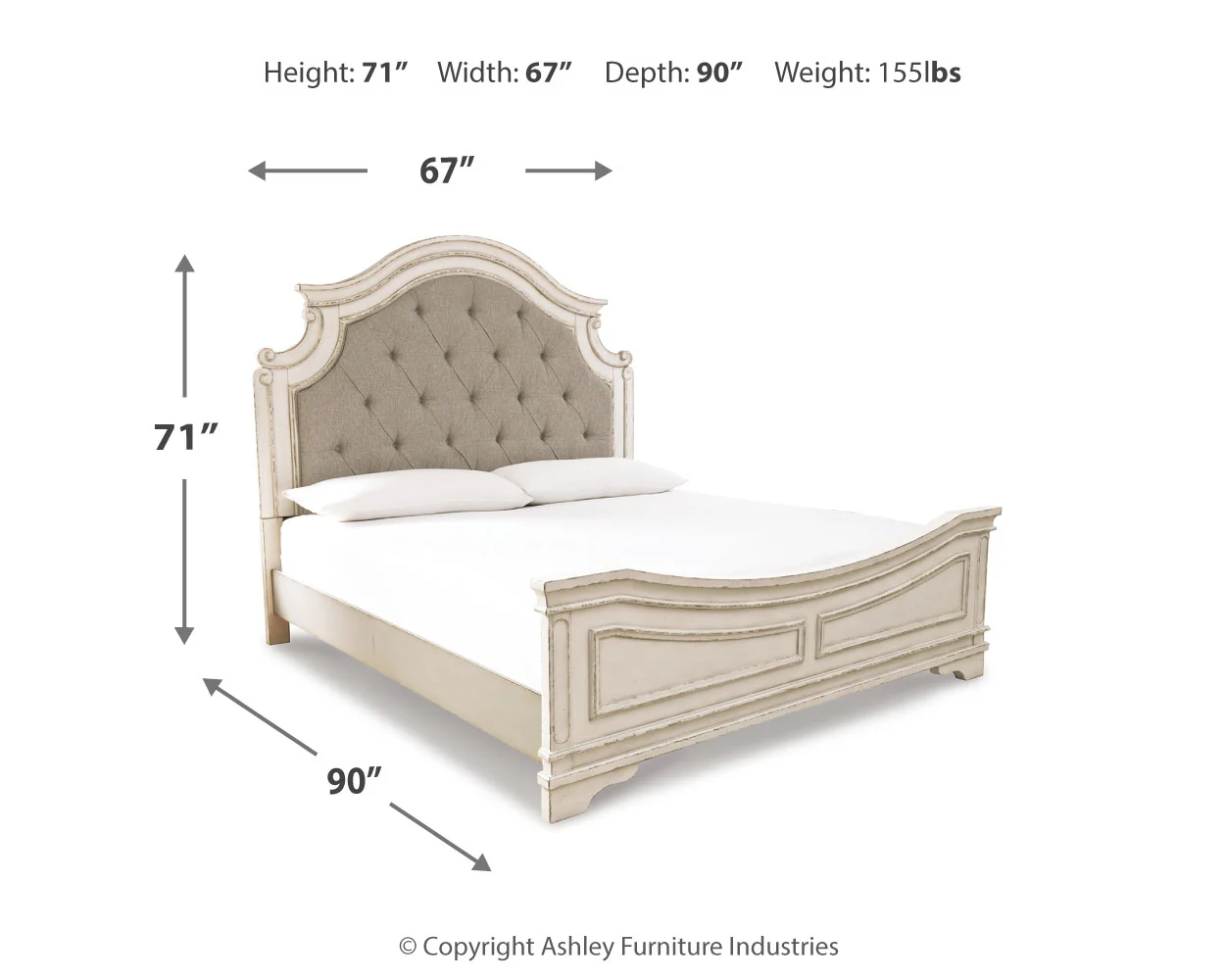 Realyn Chipped White Queen Bedroom Set with Mirrored Dresser and Nightstand - Image 10
