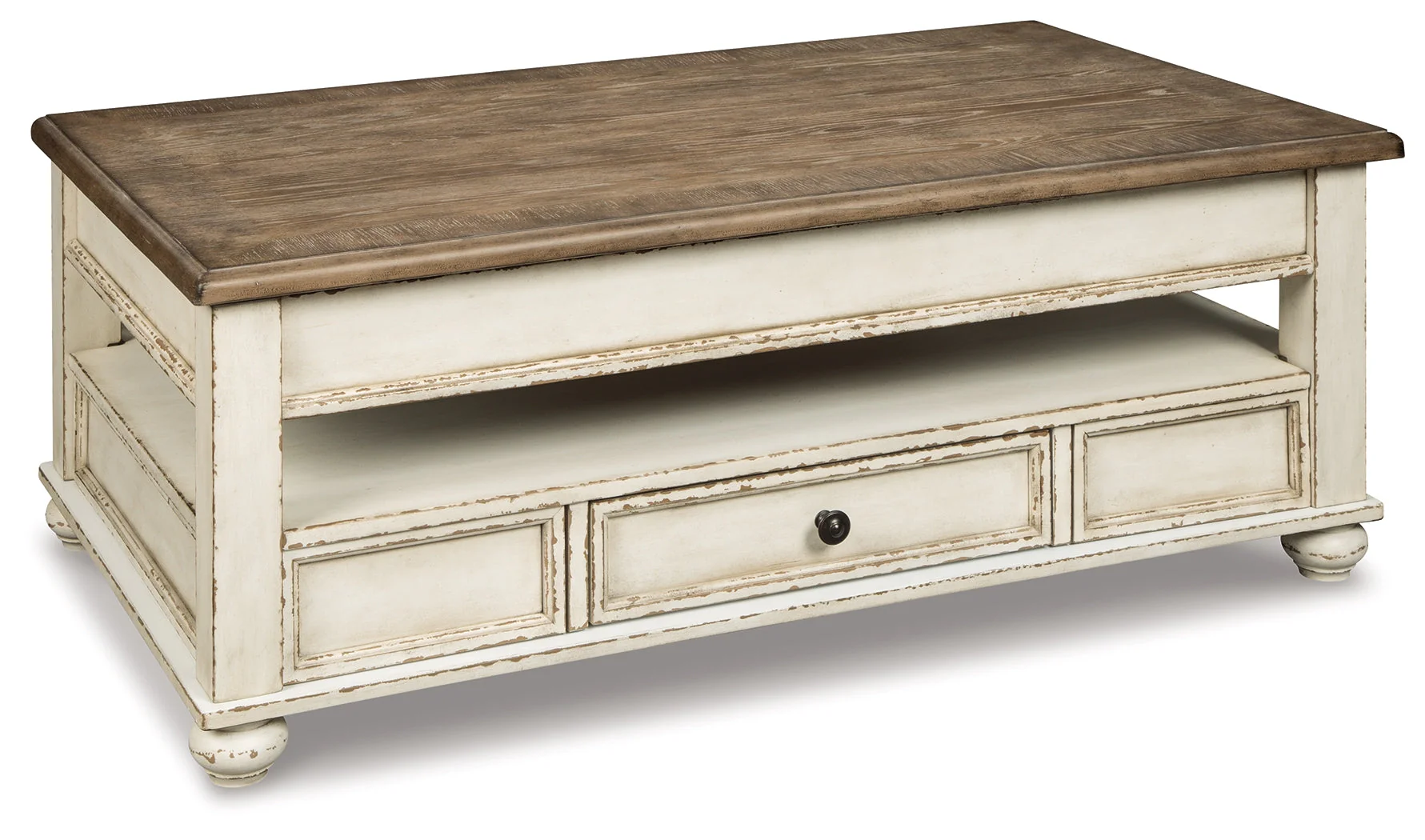 Realyn White/Brown Coffee Table with Lift Top (Online Special Price) - Image 3