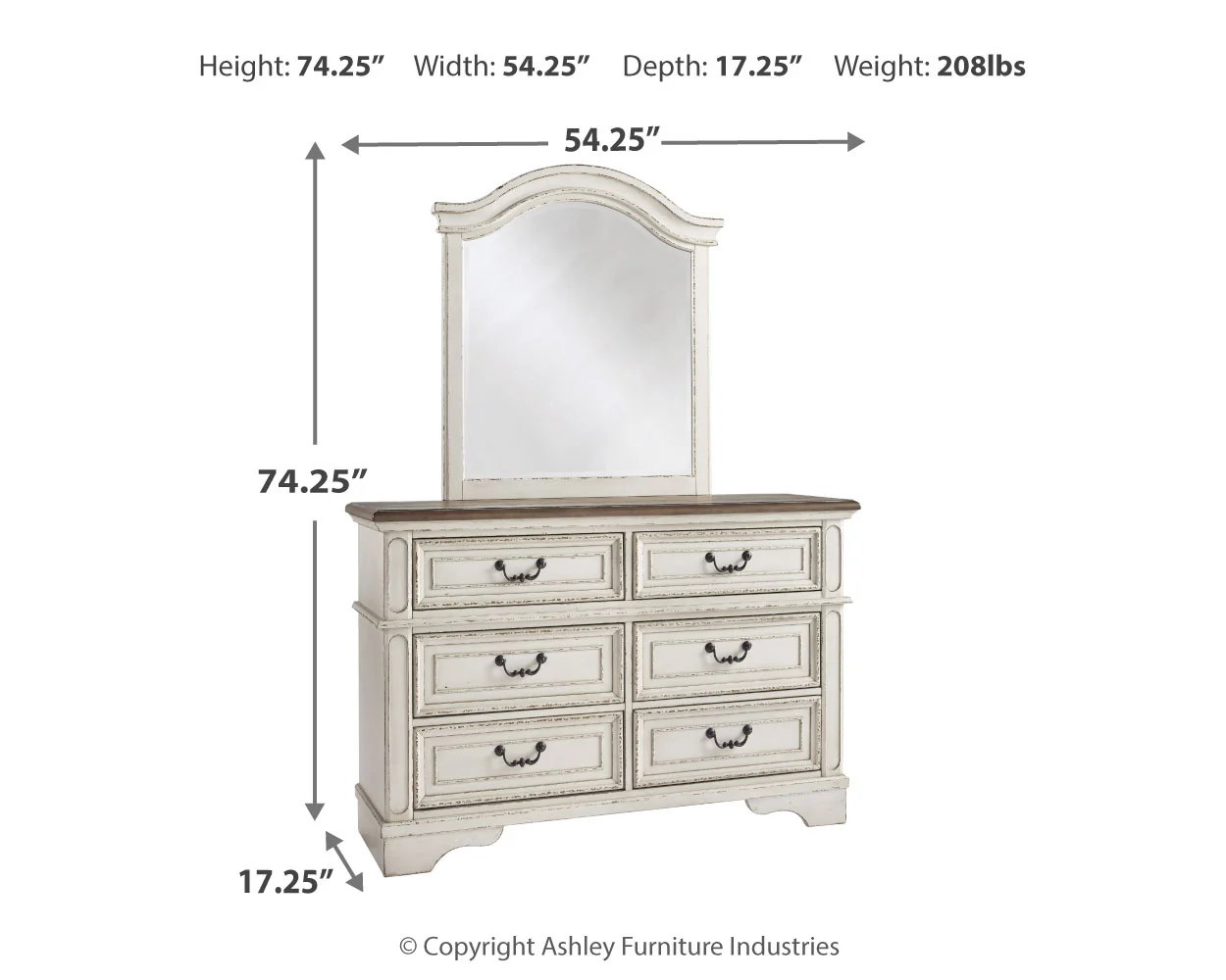 Realyn Two-tone Full Panel Bedroom Set with Dresser, Mirror and Chest - Image 4
