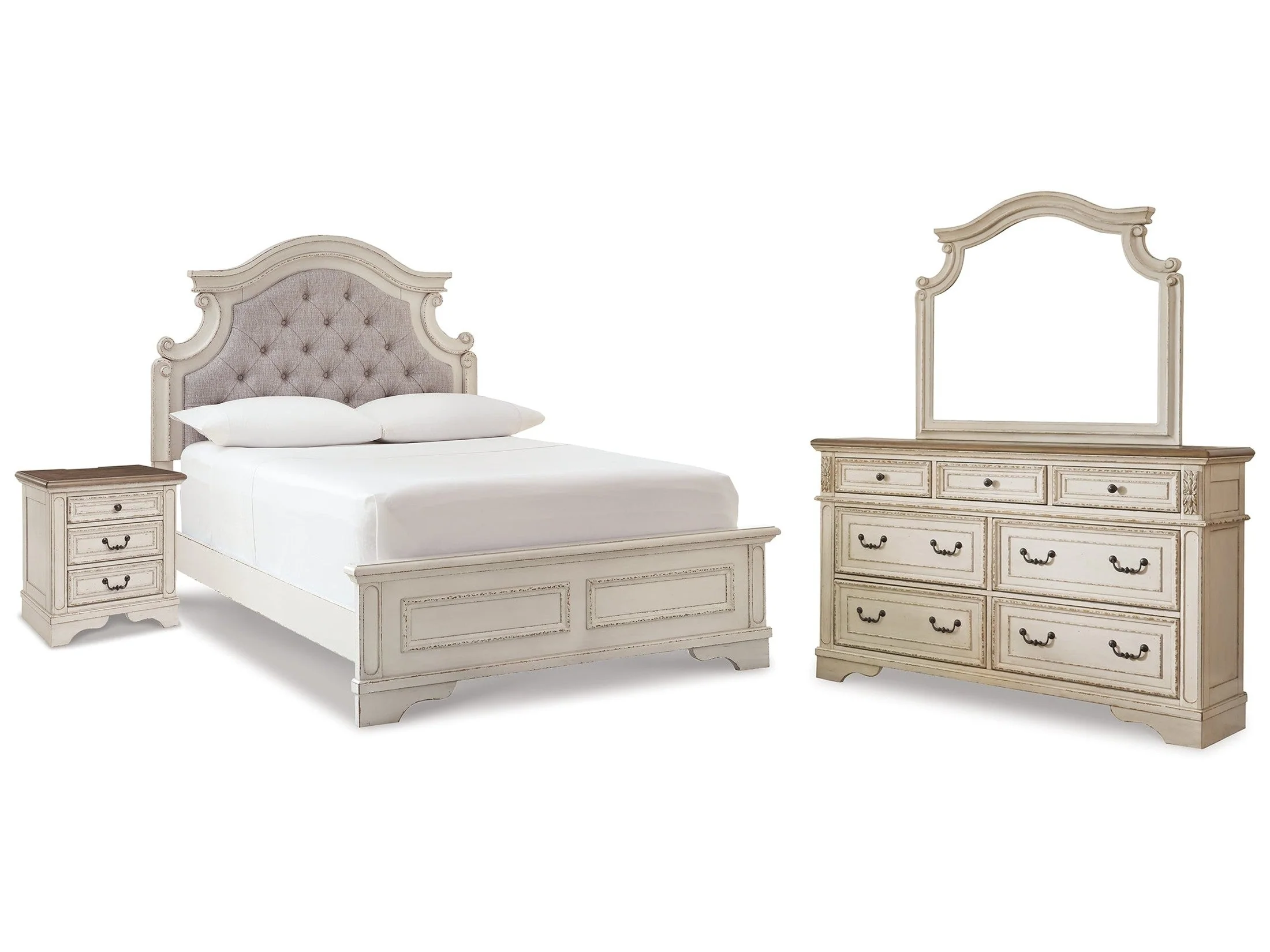 Realyn Two-tone Full Panel Bedroom Set with Dresser, Mirror and Nightstand (Online Special Price)