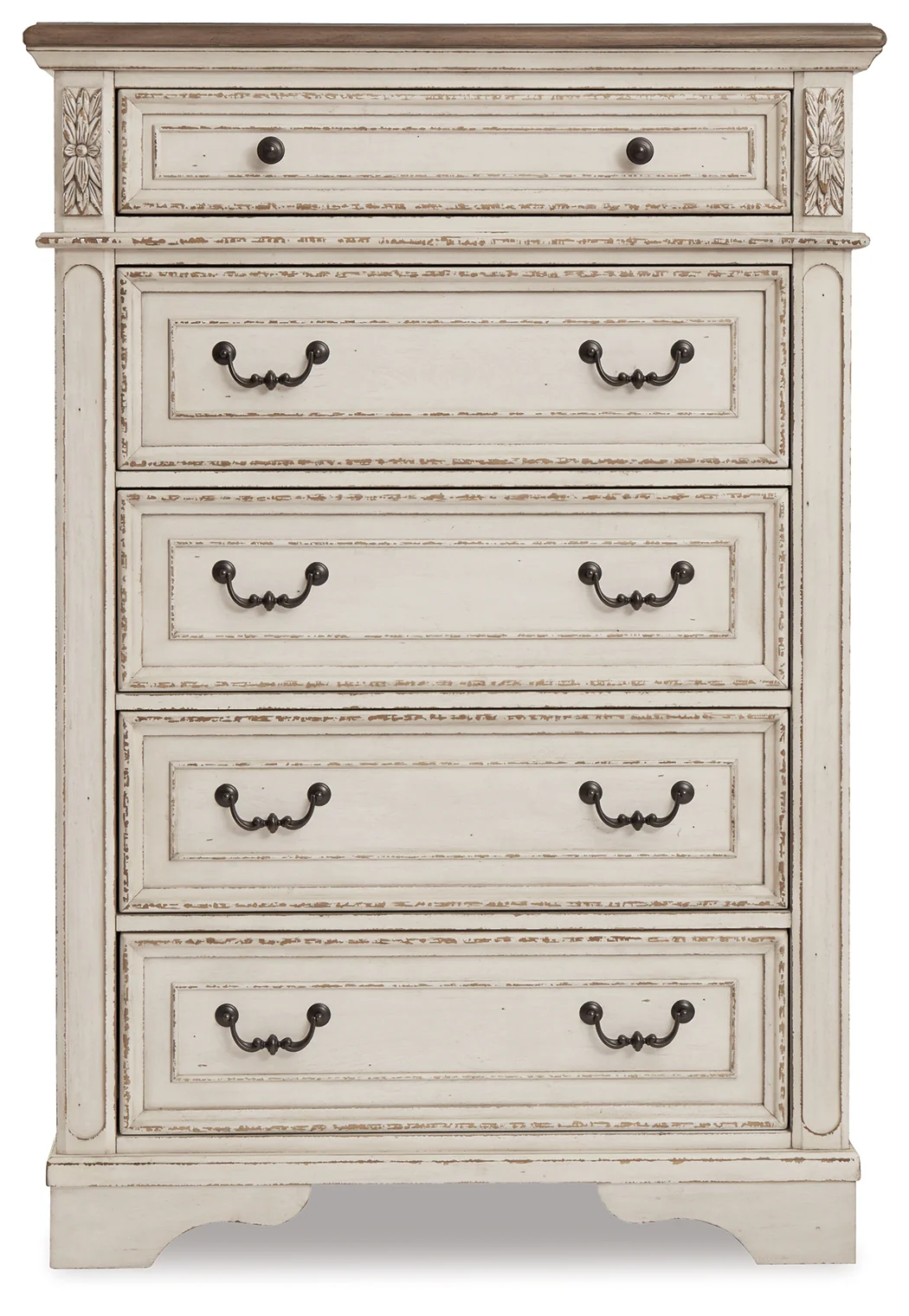 Realyn Two-tone King Panel Bedroom Set with Vanity, Chest and 2 Nightstands - Image 3