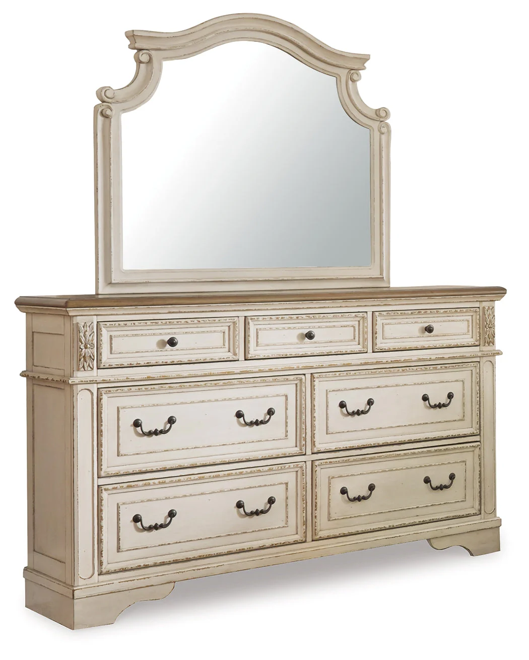 Realyn Two-tone King Upholstered Panel Bedroom Set with Dresser and Mirror (Online Special Price) - Image 2