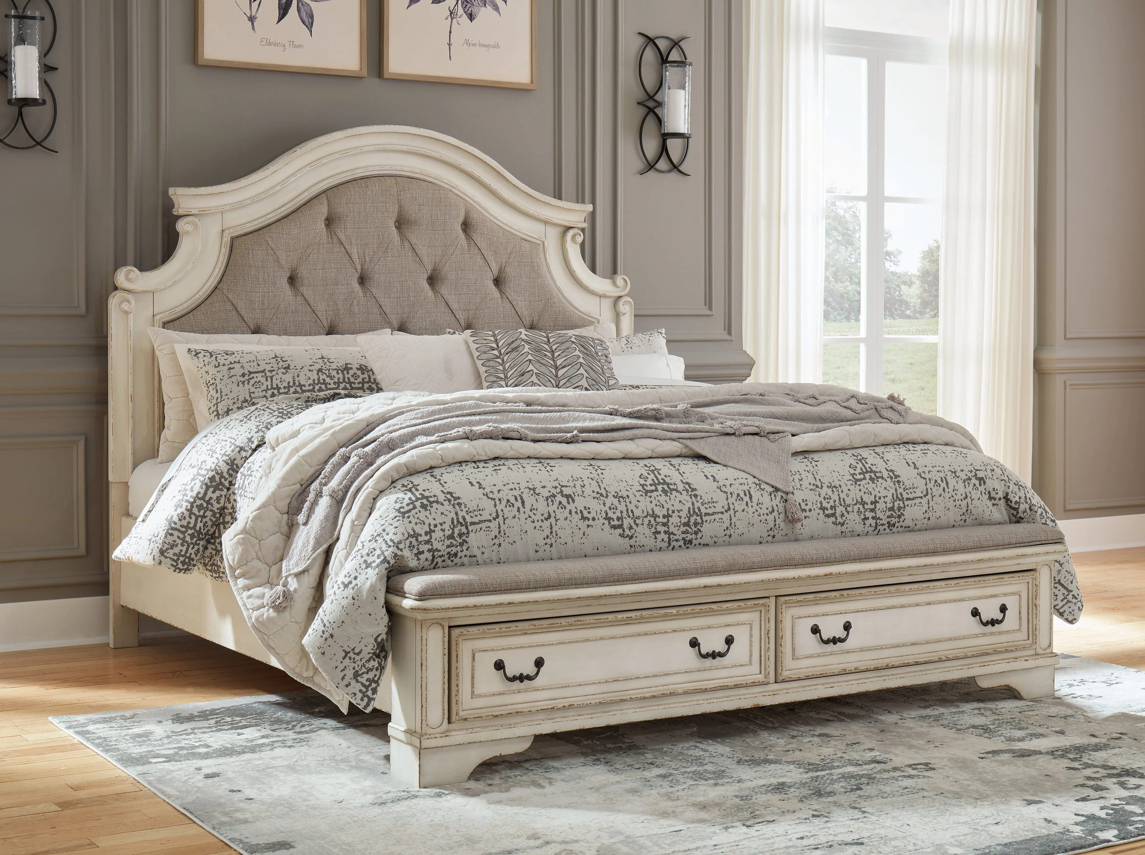 Realyn Two-tone King Upholstered Panel Storage Bedroom Set with 2 Nightstands (Online Special Price) - Image 11