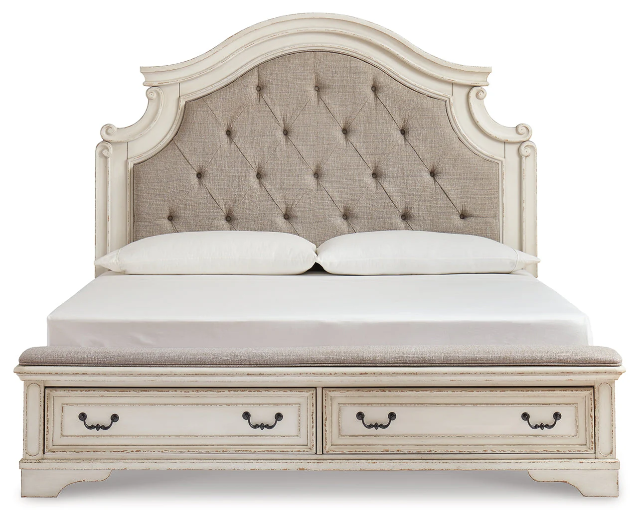 Realyn Two-tone King Upholstered Panel Storage Bedroom Set with 2 Nightstands (Online Special Price) - Image 2