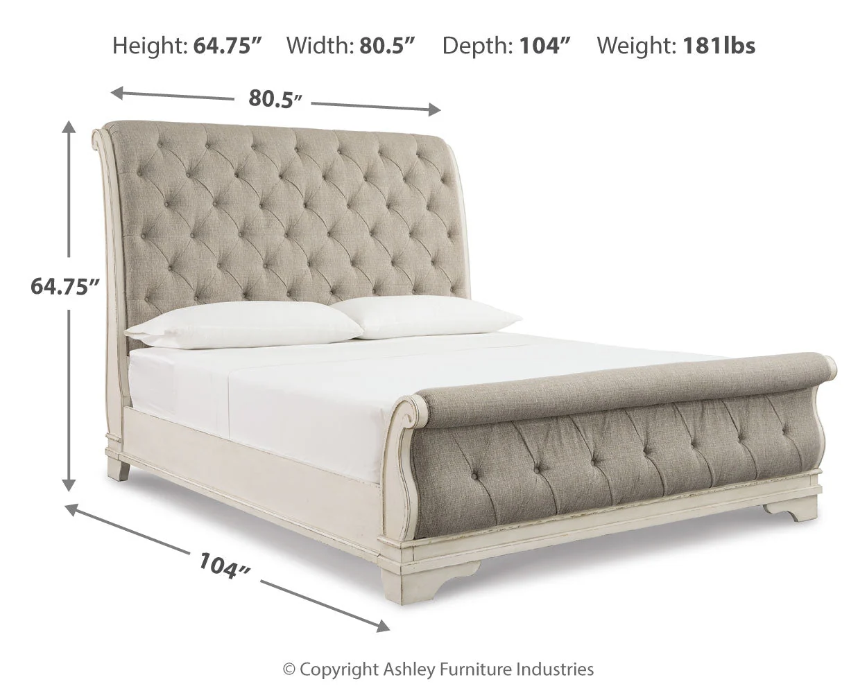 Realyn Two-tone King Upholstered Sleigh Bedroom Set with Dresser, Mirror and 2 Nightstands (Online Special Price) - Image 11