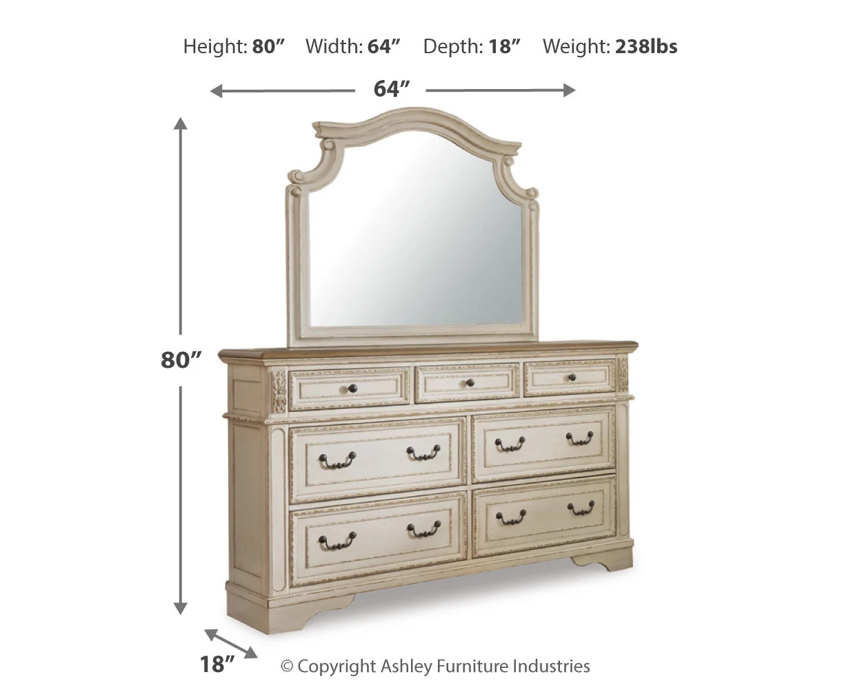 Realyn Two-tone Queen Upholstered Panel Bedroom Set with Dresser, Mirror and 2 Nightstands (Online Special Price) - Image 10